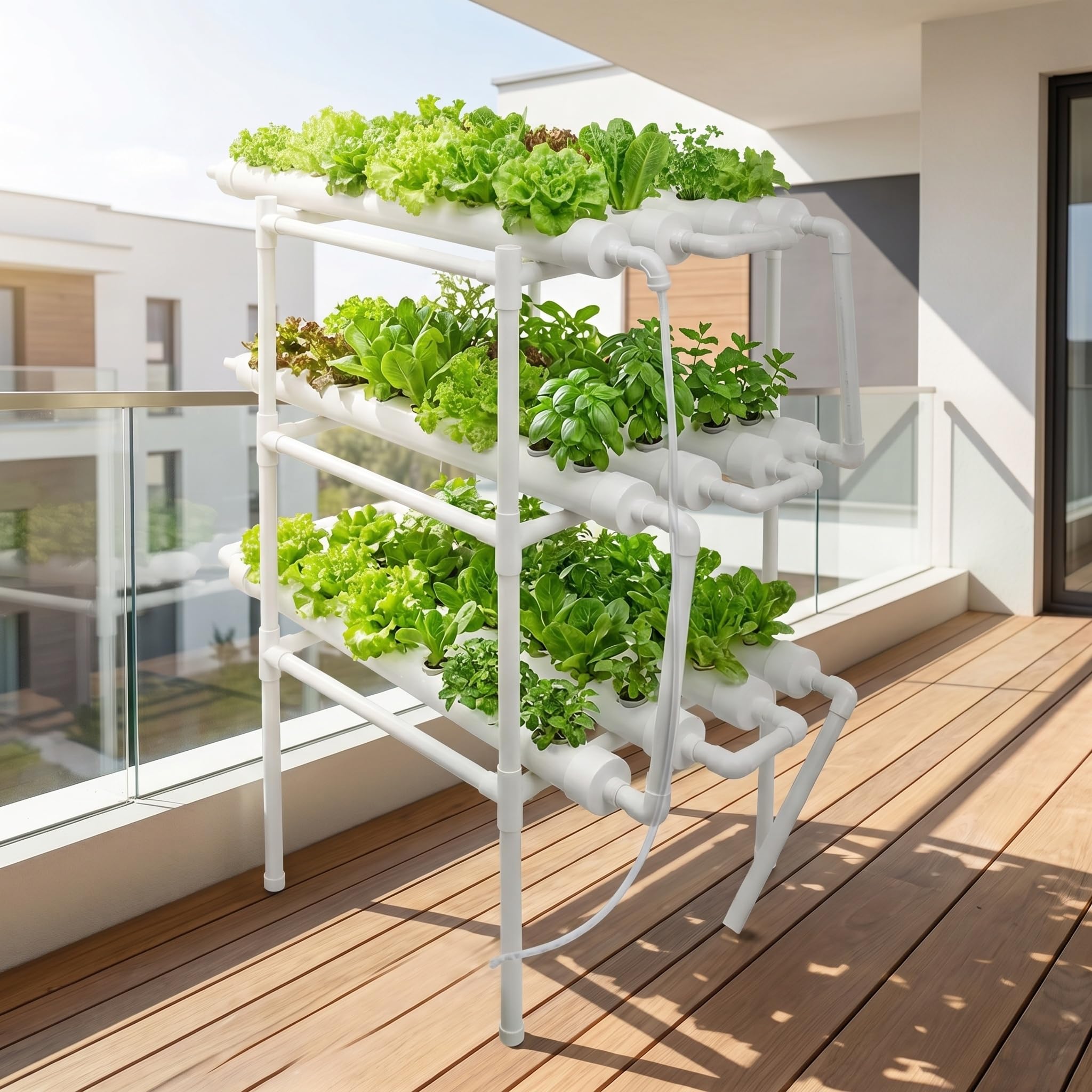 Système de culture hydroponique à 108 trous, kit de culture d'eau Nft vertical à 3 niveaux avec pompe, minuterie et accessoires complets, pour jardinage d'intérieur de légumes et d'herbes aromatiques