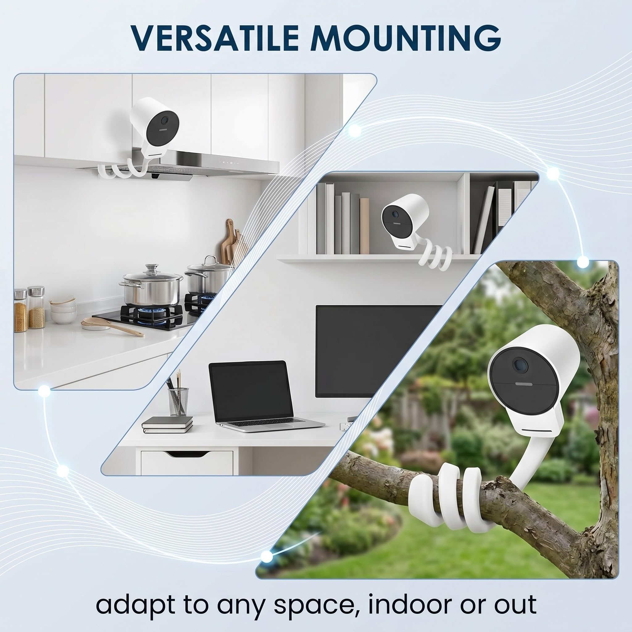Supporto Baby Monitor Universale, Braccio Flessibile per Telecamera Culla, Compatibile con Supporto Telecamera Senza Fori per Monitoraggio Neonati, Bianco