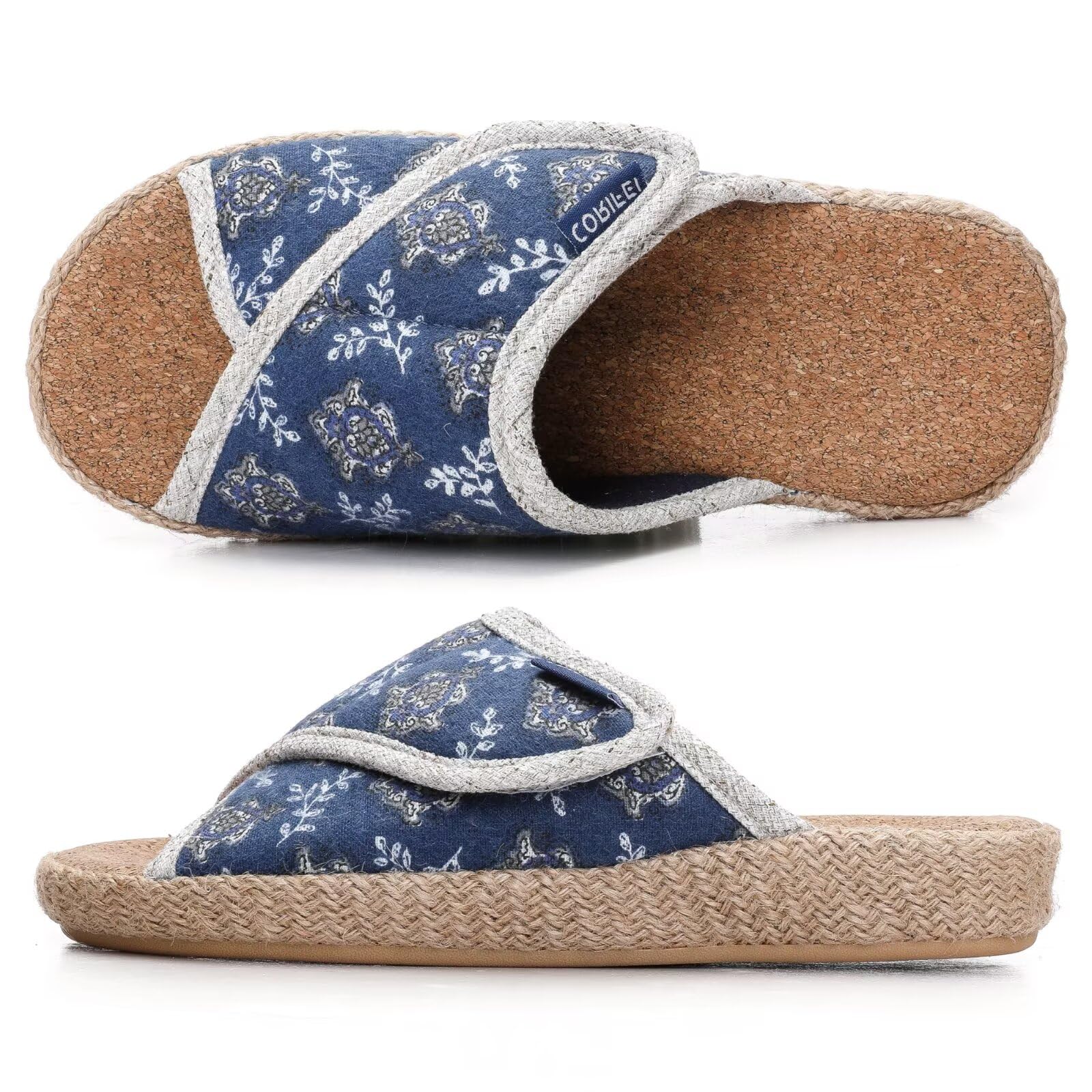 CORIFEI Women Slippers with Cork Insole Arch Support — Adjustable Indoor Slides Rubber Sole