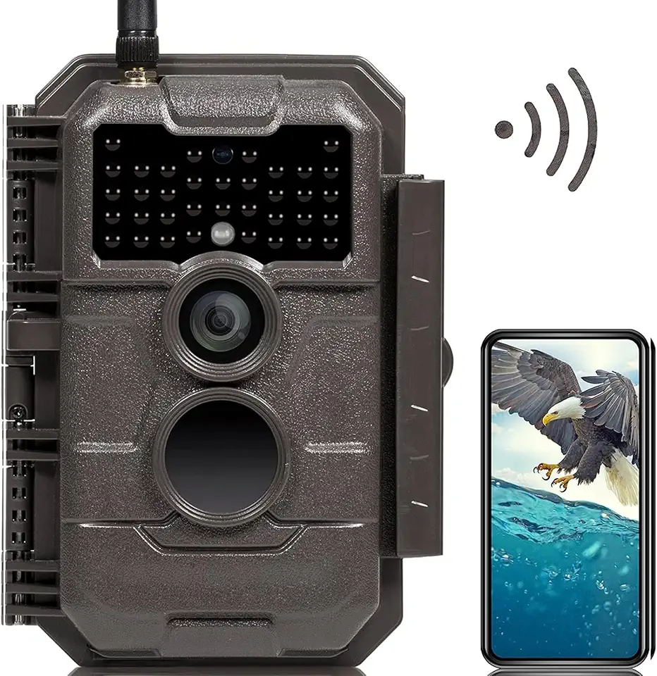 GardePro E6 Trail Camera, WiFi Bluetooth, 48MP 1296p, No-Glow IR, Night Vision Motion Activated Waterproof, Game Camera, Brown