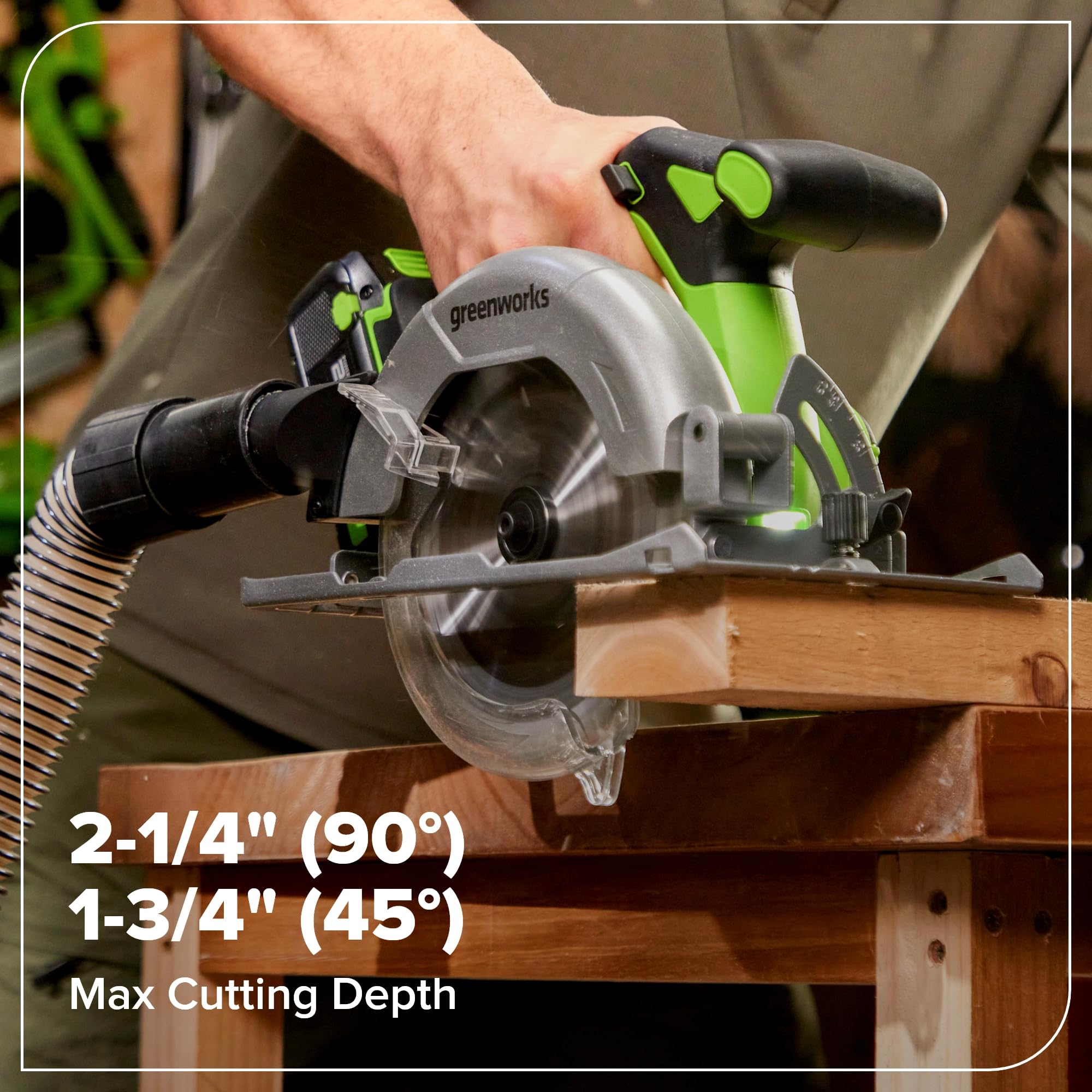 GREENWORKS 24V Set d'outils sans fil 4 pièces – Perceuse à percussion & Visseuse sans balai, Scie circulaire 6,5", Lampe LED, Batteries 4,0Ah + 2,0Ah (Powerbank 24.000 mAh), Chargeur rapide 65W