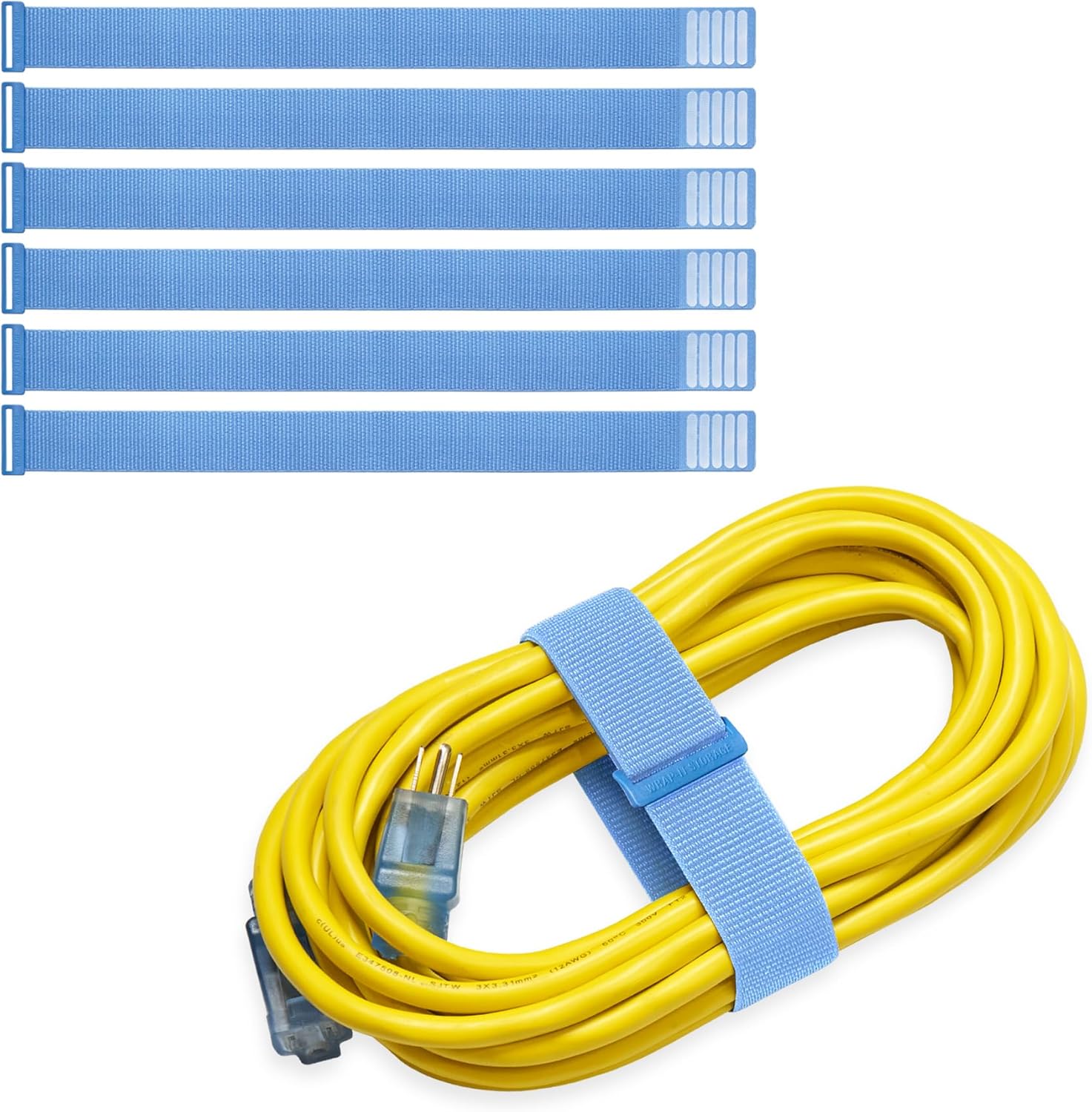 Wrap-It Storage Cinch Straps - 18" (6-Pack) Pacific - Extension Cord Storage Organizer and Cable Ties for Organizing Tools and Appliances