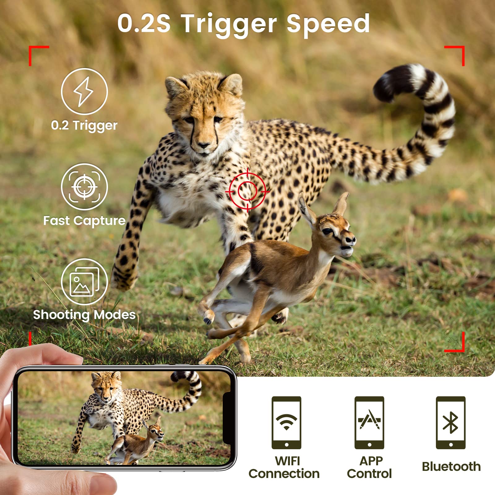 Amazon.com: Trail Camera, XTU Hunting Camera Wi-Fi Bluetooth 32MP 1296P  Fast 0.2S Trigger Speed Motion Activated 150ft Night Vision IP66  Waterproof, Easy Installation : Sports & Outdoors
