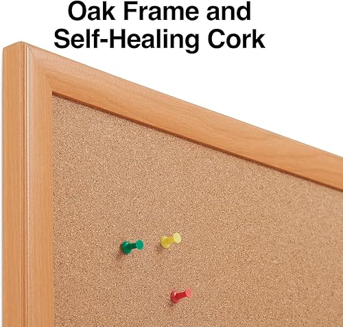 Miniatura 8 de Staples Tablero de anuncios de corcho duradero estándar, marco con acabado de roble, 4 pies x 3 pies (28337-CC)