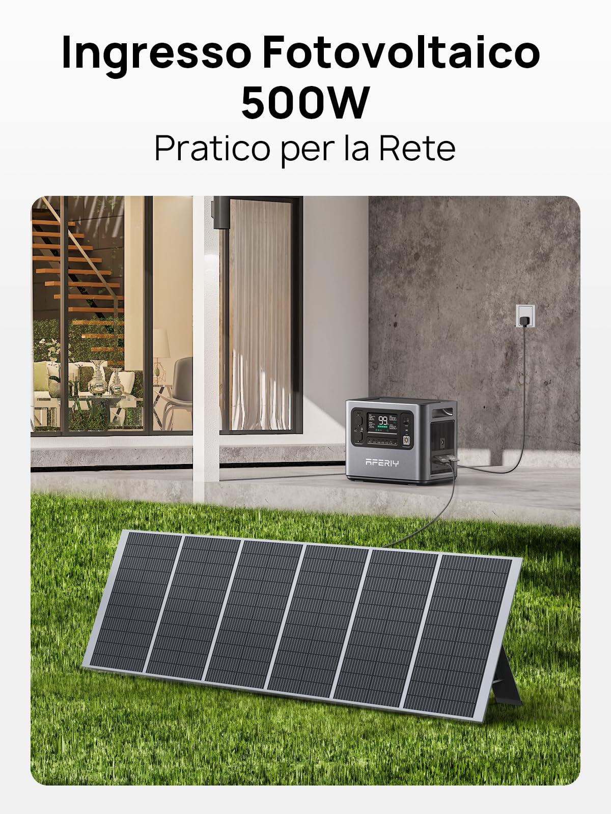 AFERIY Generatore Elettrico Portatile 2400W, Batteria LiFePO4 2048Wh, Ricarica Rapida 1,5 Ore, 13 Porte, Onda Sinusoidale 230V, Stazione di Alimentazione per Campeggio All'Aperto
