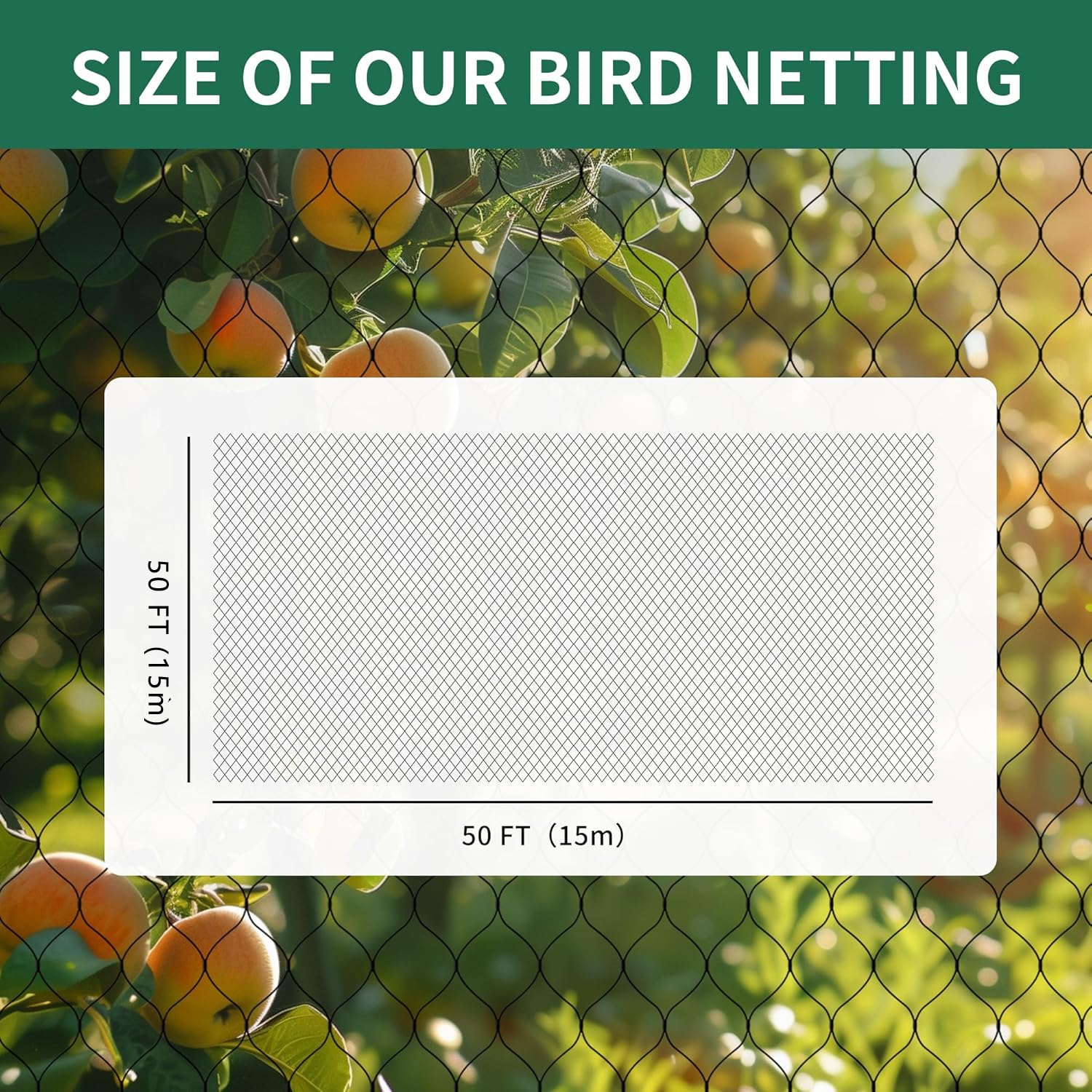 Teichnetz Feinmaschig Garden 15x15m Teichnetz Vogelschutznetz schwarz,robust, witterungs- & UV beständig Schwarz,Teichabdecknetz, Vogelschutznetz,Laubnetz Obstbaumnetz