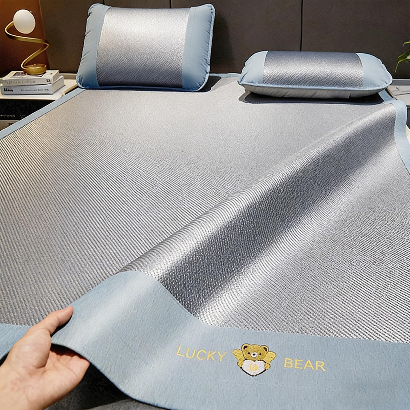 UZAMIRLEX Bamboo Cooling Mattress, Foldable Cooling Bed Mat Set, Ice Silk Breathable, 2-Pack, Multicolor, Multiple Sizes(Blue1,120 * 200cm/47.2 * 78.7in)