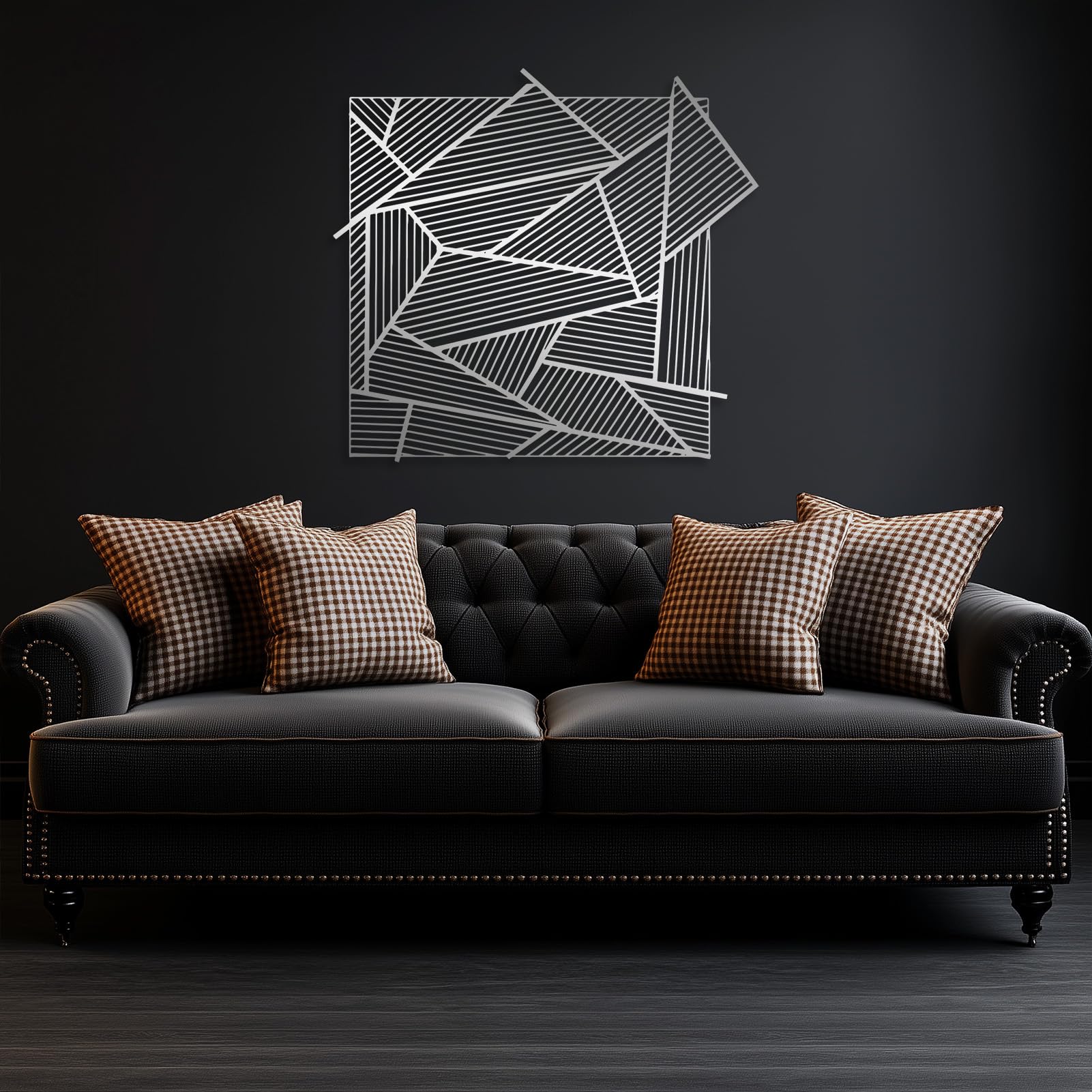 Arte de Pared Moderno geométrico a Rayas de Metal Dorado Arte de Pared contemporáneo Angular de Metal Arte de línea Decoración de Pared Obra de Arte Moderna geométrica a Rayas Decoración Escultura mo
