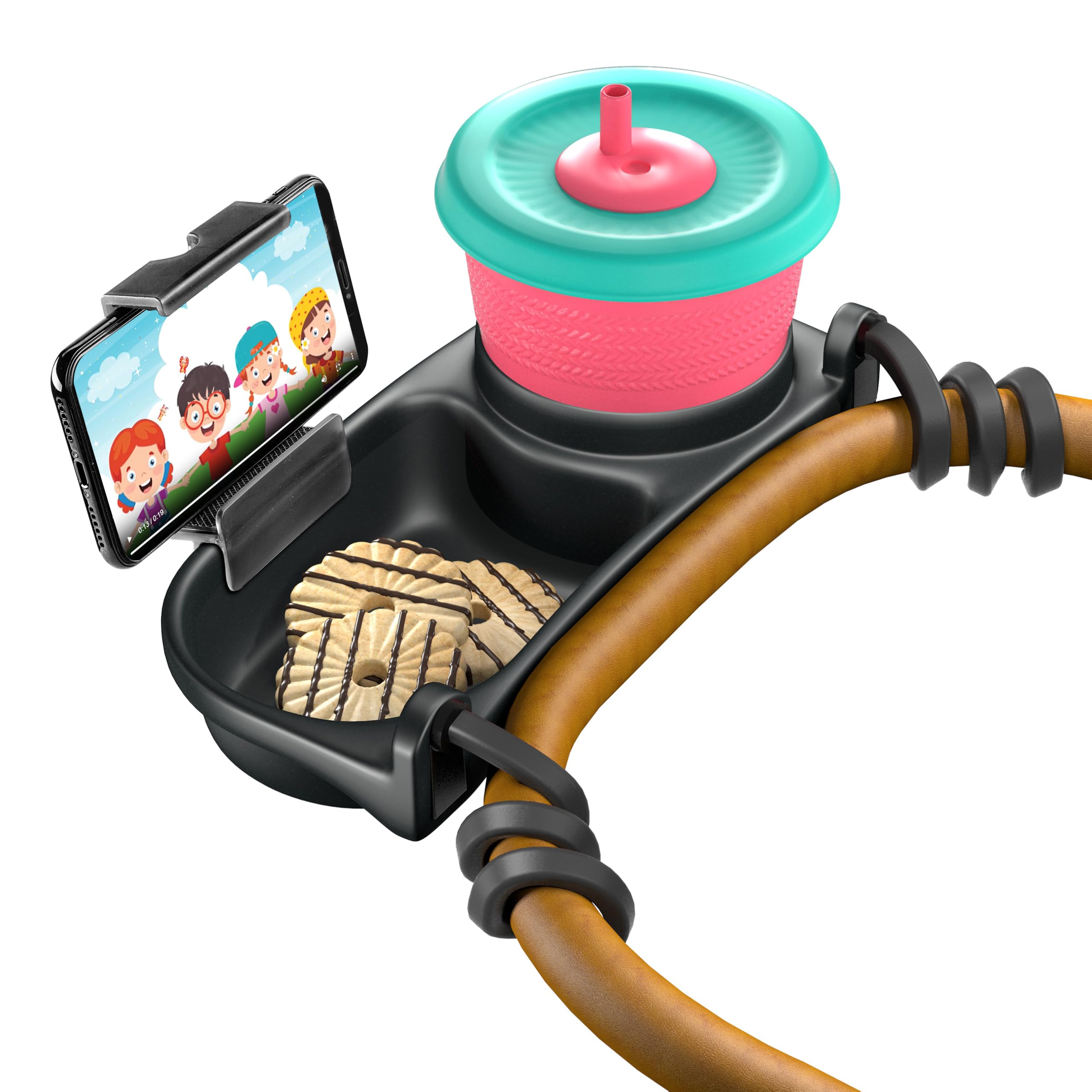 Plateau de collation pour poussette avec porte-gobelet, support de téléphone, barre de pare-chocs pour poussette