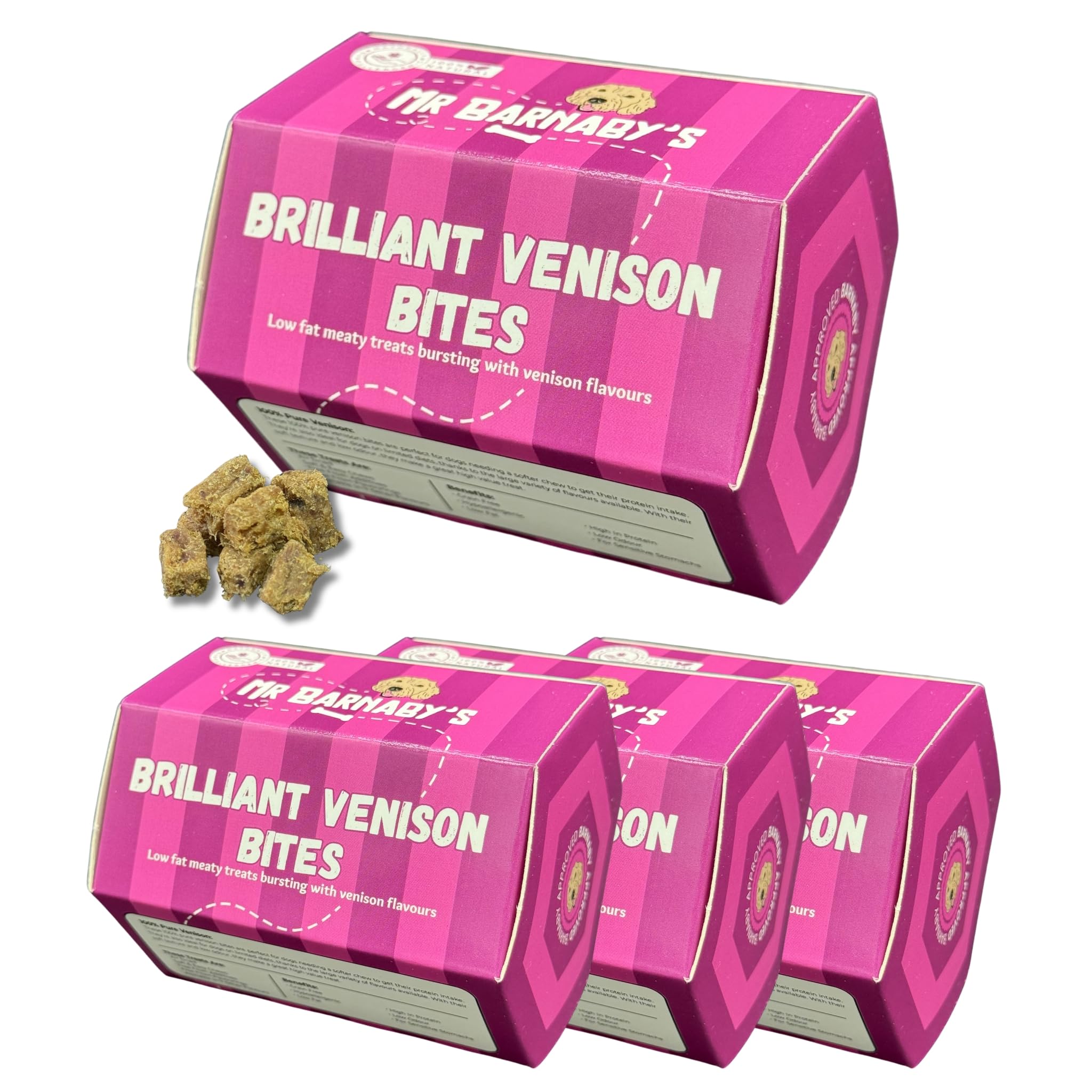 Mr Barnaby's Training Dog Treats - 100% Venison, 4 x 80g - Hypoallergenic, Grain Free & Natural Dog Chews - Puppy Training Treats for Dogs - Air-Dried & High Protein for Puppy, Adult & Senior Dogs
