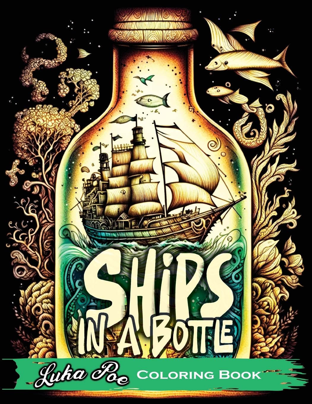 Livre de coloriage bateaux en bouteille : maquettes et navires créatifs à colorier