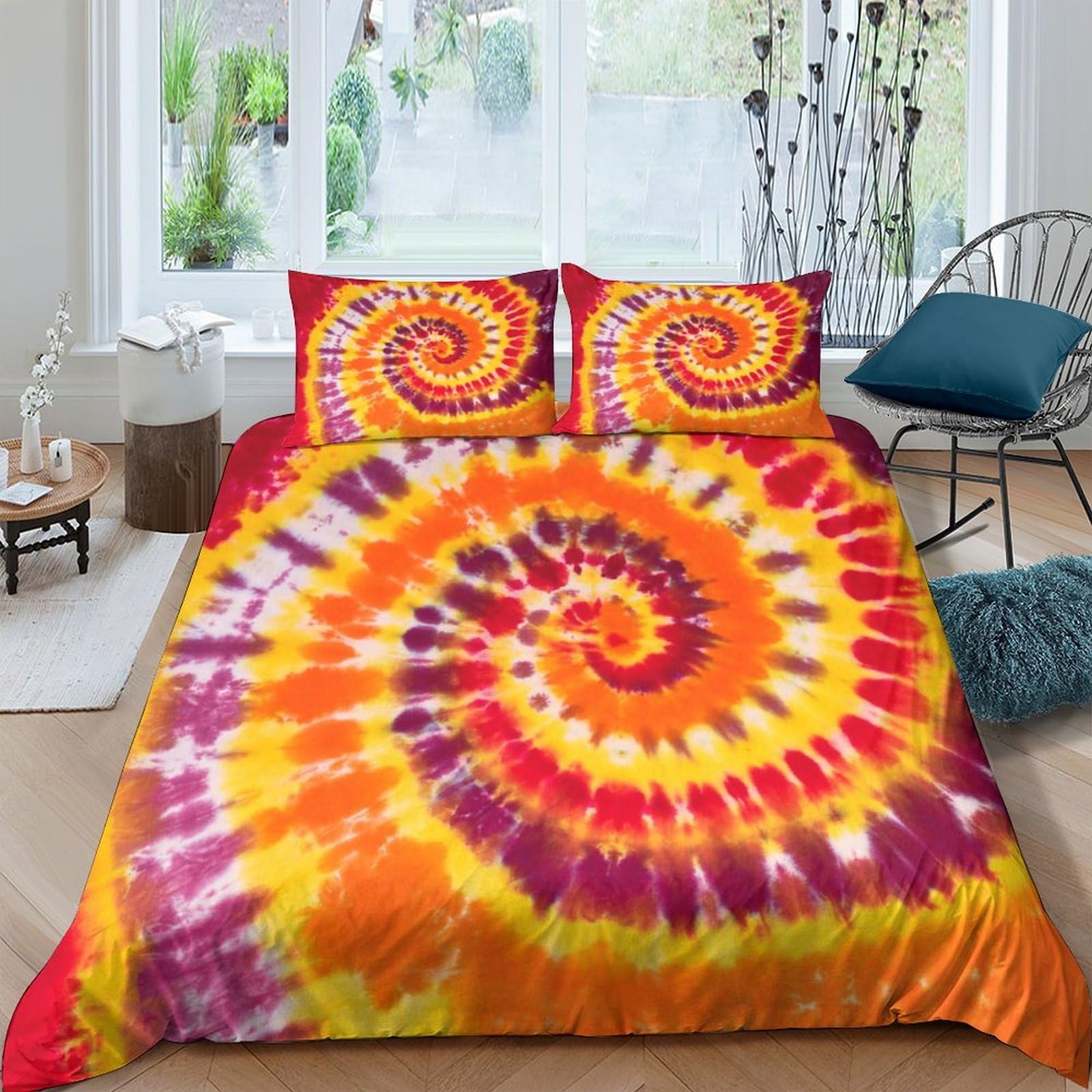 Ctjqhvkz Style-9 3D Printed Tie Dye Spiral Fitted Sheet Microfiber Soft Vibrant Swirl Mattress Cover For Bedroom Dorm Decor Protection Single（135X200cm）