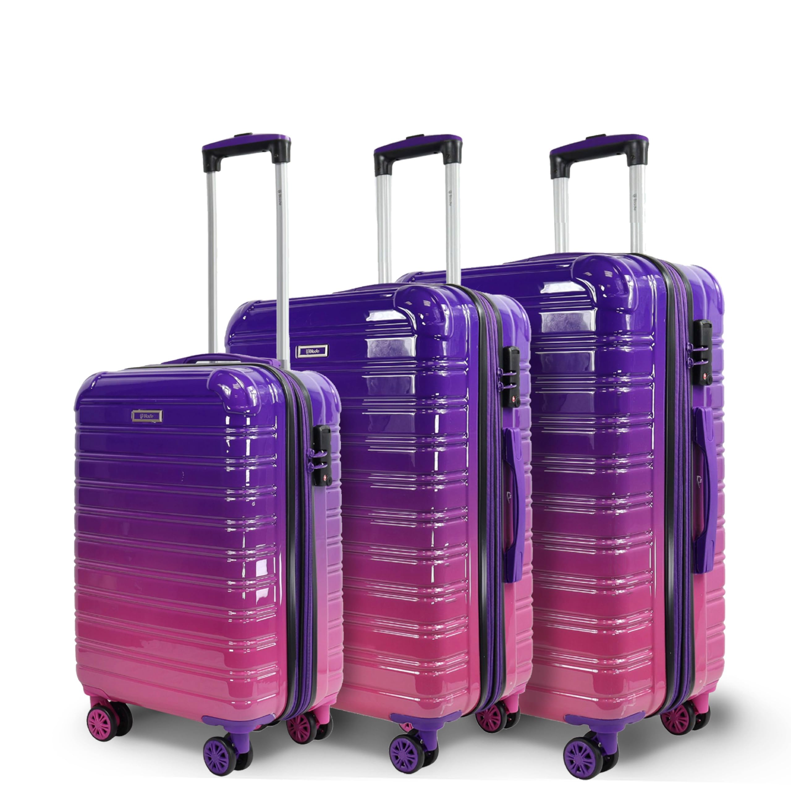 Blade Erweiterbares Handgepäck - Hartschalen Koffer Trolley - Leichter Reisekoffer Handgepäck aus ABS+PC mit TSA Schloss - 4 Spinner Räder Koffer- Rollkoffer (Lila-L)