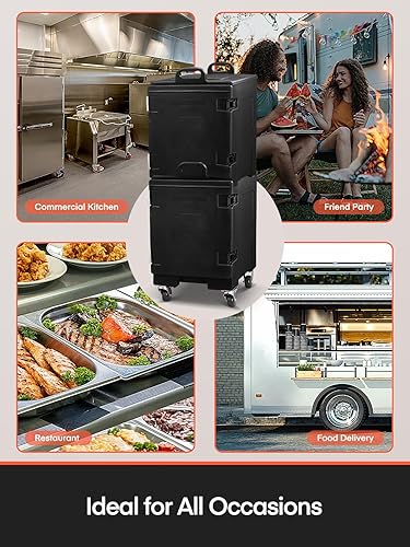 Miniatura 7 de Caja caliente para catering, calentador de alimentos portátil de 82 cuartos de galón con ruedas, transportador de bandeja de alimentos aislado