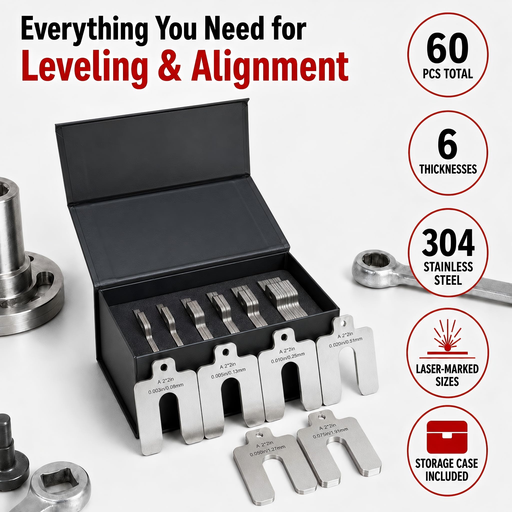 304 Stainless Steel Shim Kit - 60 Piece -2