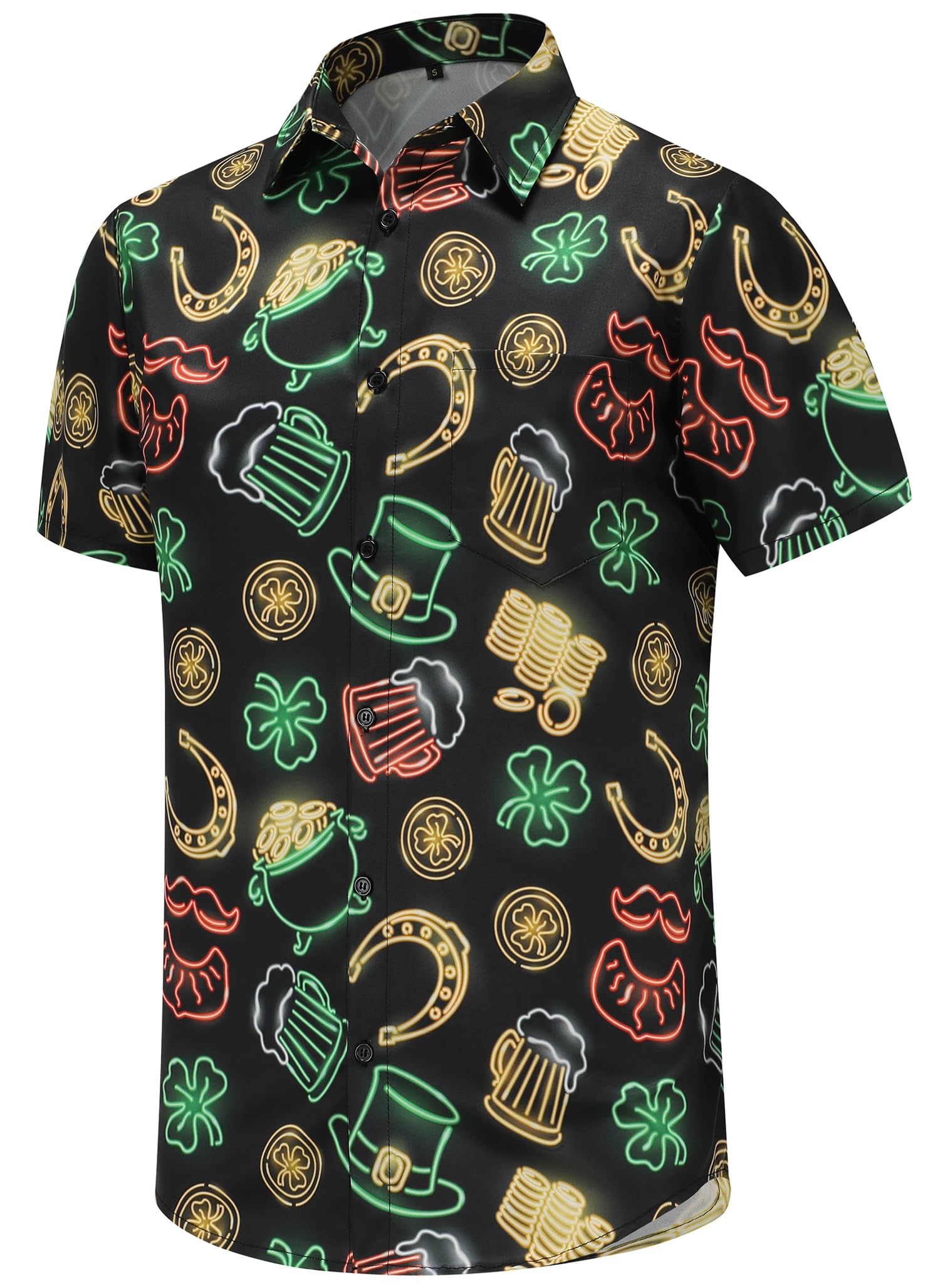 Pumwvls Christmas Shirts for Men, Men's Casual Short Sleeve Button Down Shirts, Funky Hawaiian Shirt