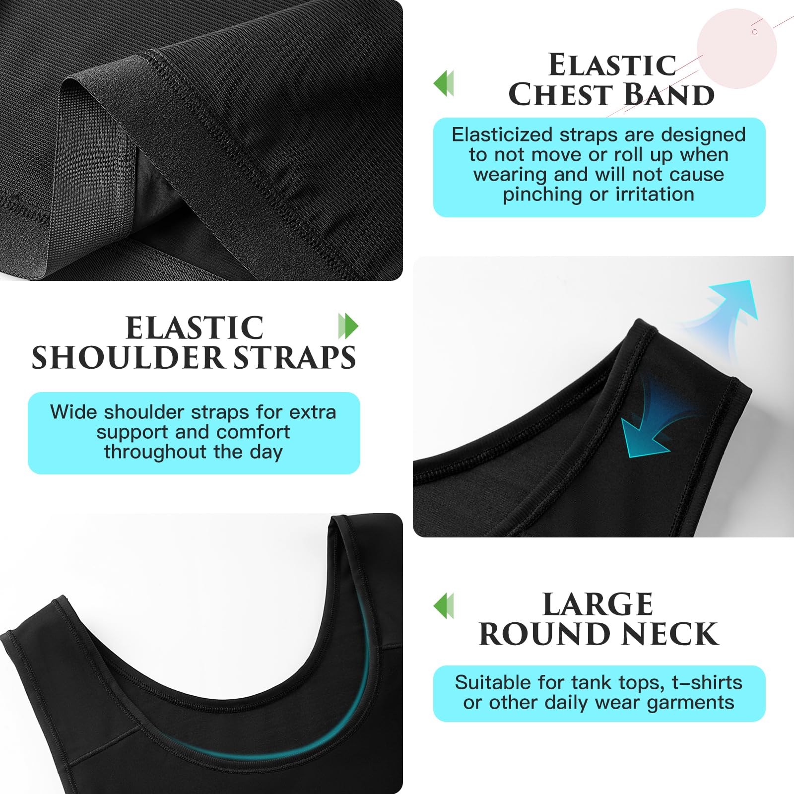XUJI Traspirante Binder per il petto per Transgender FTM Pullover Half Binder