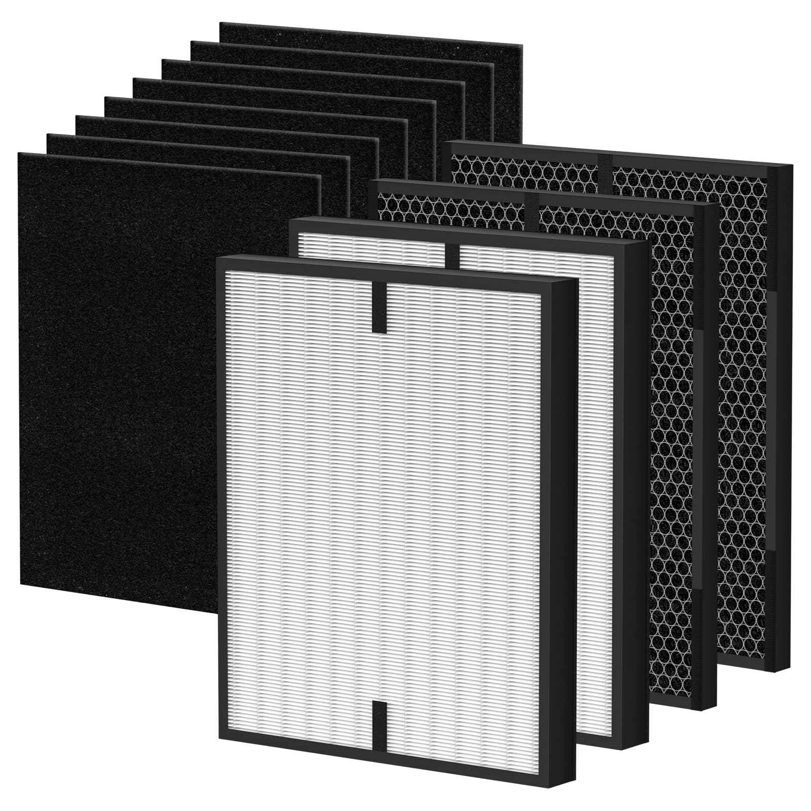 12-Pack 3000 Replacement Filters Compatible with AD3OOO, 3000M, 3000Pro Air Series Air-Purifiers 2 Pack Fliter, 2 Pack Activated Carbon,8 Pack Pre-Filters