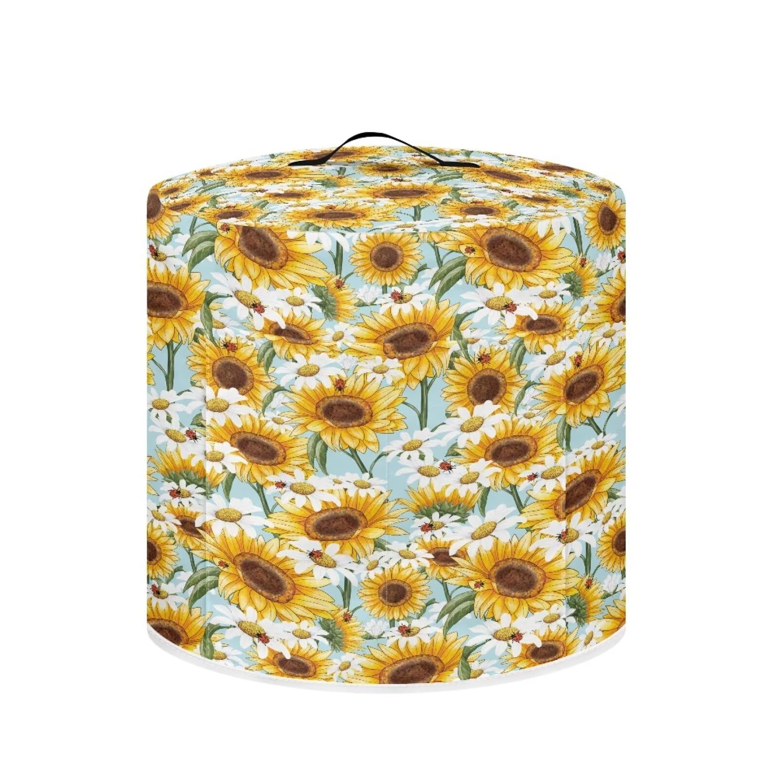 Cozeyat Sunflower Dasiy Pressure Cooker Cover Compatible, Air Fryer Dust Cover Round Protective Cover Bag with Top Handle and 2 Pocket for Electric Pressure Cooker/rice Cooker