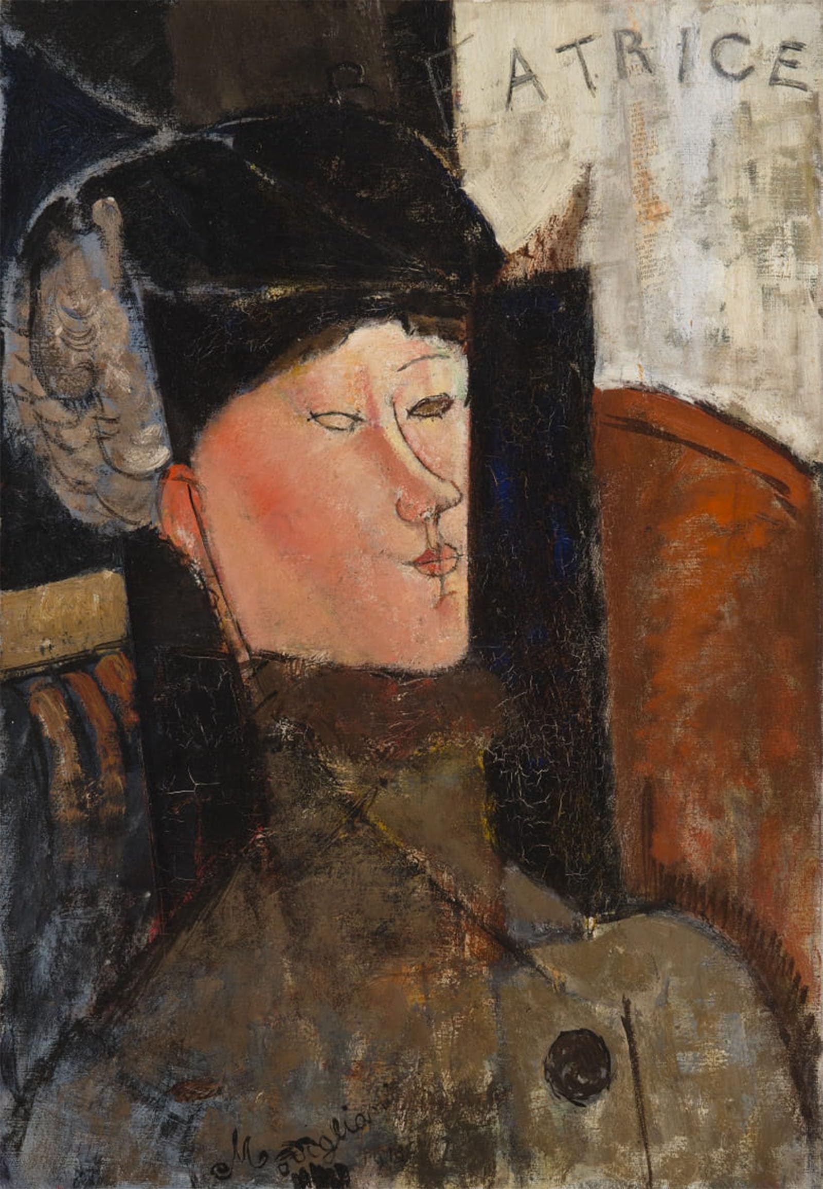 POSTERIIk Vintage Print Pop Art Landscape Artwork Portrait of Beatrice Hastings by Amedeo Modigliani Art Prints for Office Home Decor 60x90cm