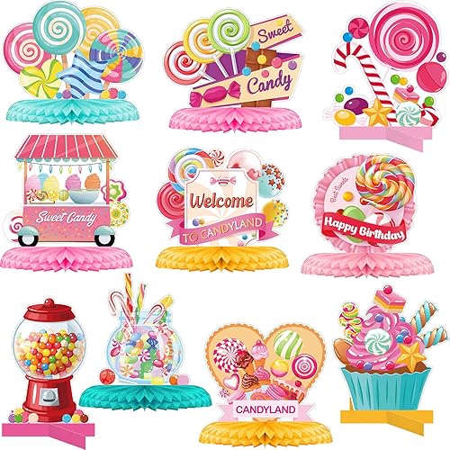 10 piezas de decoración de fiesta Candyland Candyland Centros de mesa Candyland Decoraciones de mesa Candyland Honeycomb Centros de mesa Candyland