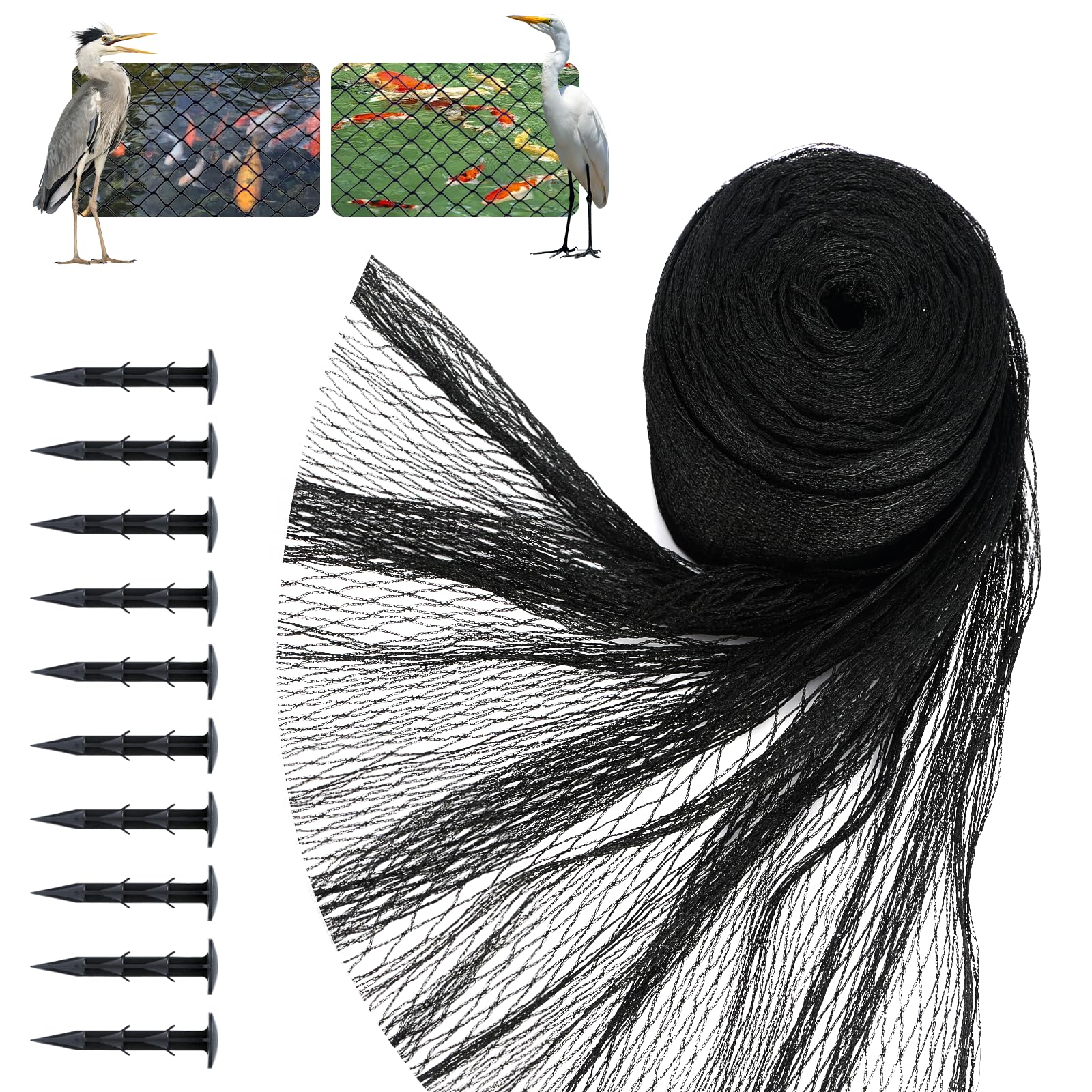 Pond Netting Heavy Duty Koi pond net,to Heron deterrent for ponds, fine mesh cover for ponds to prevent leaves,Bird netting Protect Koi Fish pond & garden from Heron Birds Predators Cats (4 m x 6 m)