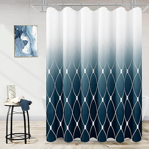 Miniatura 23 de Cortina de ducha de 78 pulgadas de largo, tela texturizada, cortinas de baño marrones, cortinas de poliéster degradado para baño, cortina de ducha