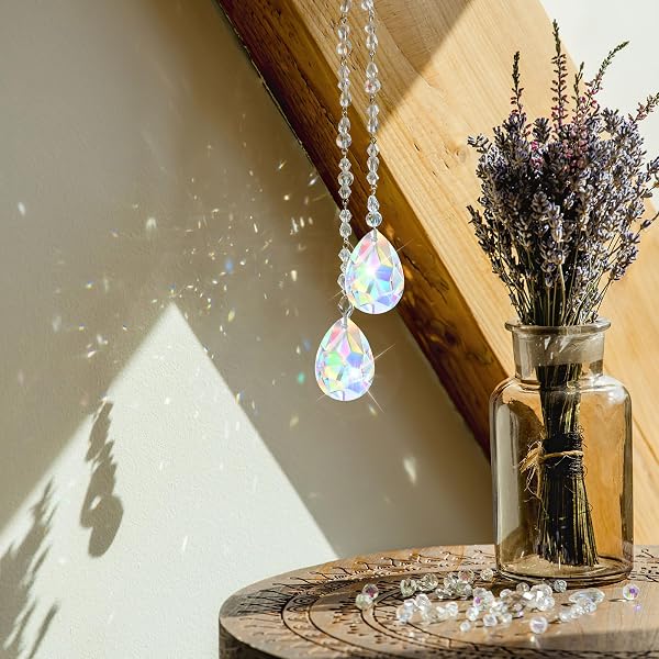 Sonnenfänger Kristall, 10 Stück Suncatcher, 38 mm Kristalle zum Aufhängen, Prisma Kristall Tropfen, Lichtfänger für Kronleuchter Anhänger, Fenster, Garten, Hochzeit Dekor - 4