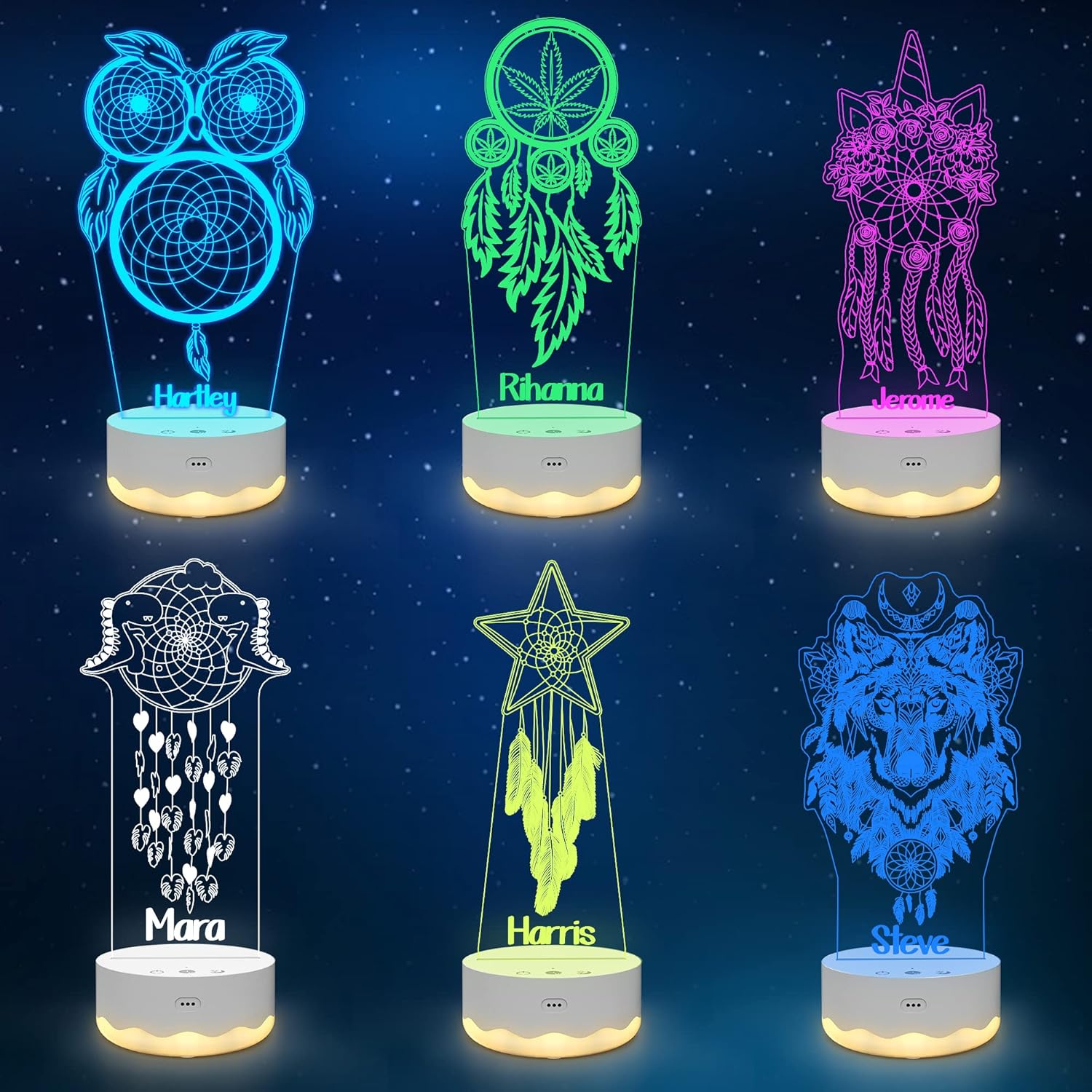 YuanDian Personalized Light up Dream Catcher Kits 3D Illusion LED Night Light with Remote 16 Changing Color Lights for Baby Kids Adults Boys Girls Women Bedroom Decor Gifts