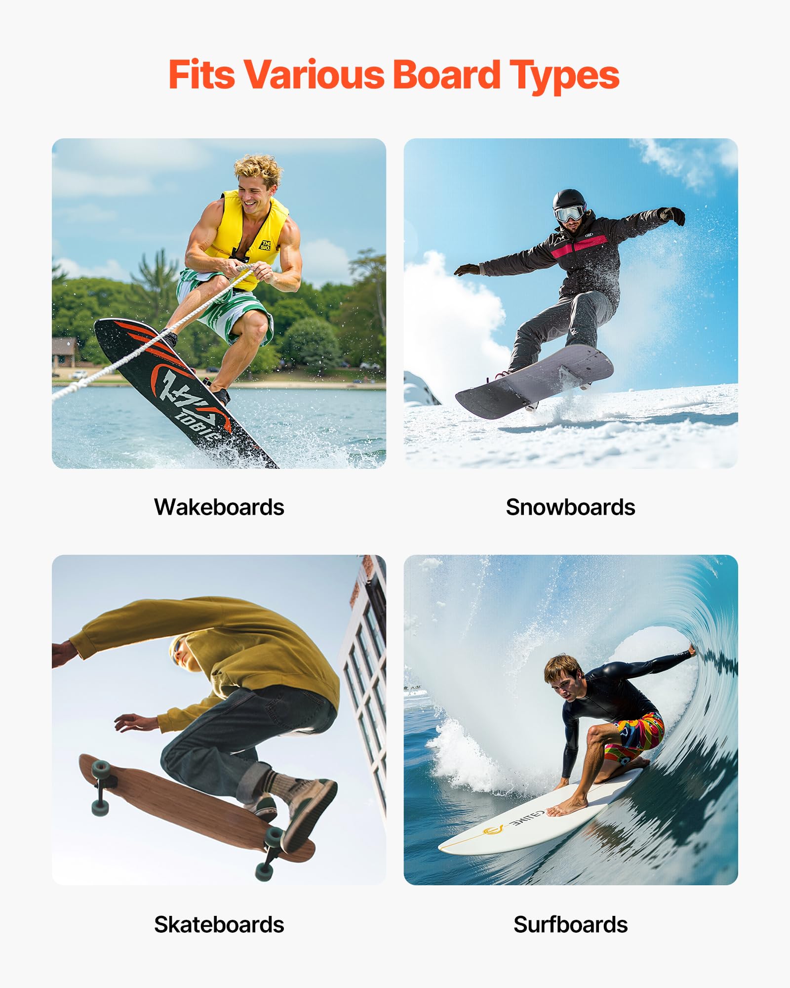 VEVOR Support Vertical pour Planche de Surf à 5 Niveaux, Support Mural pour Rangement et Exposition, Affichage réglable en métal avec Coussinet en éponge, pour Planche à Neige, Kitesurf, Skateboard