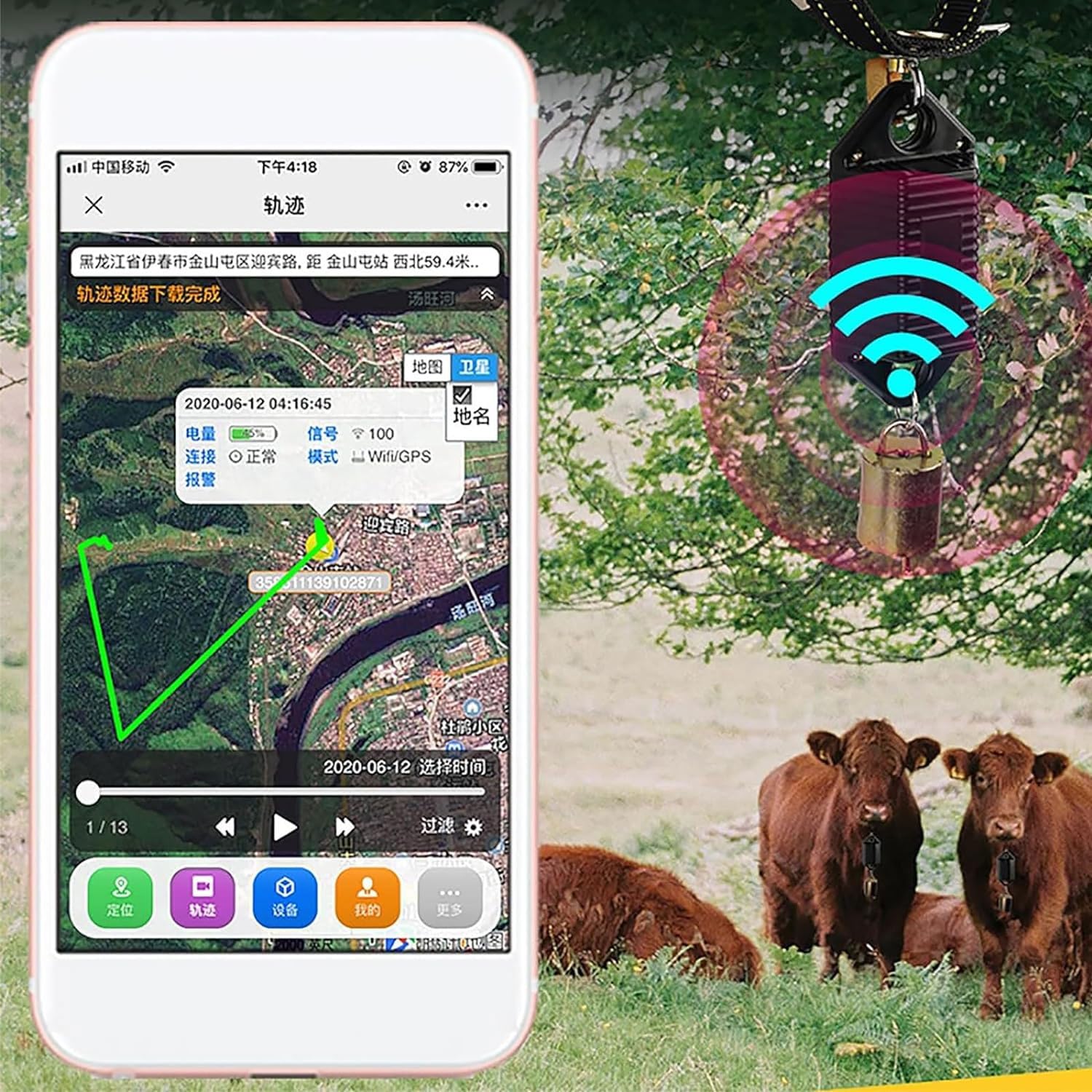Lokalizator zwierząt gospodarskich, lokalizator GPS dla zwierząt, ze śledzeniem historii, urządzenie do pozycjonowania słonecznego, dla krów, owiec, koni, wielbłądów