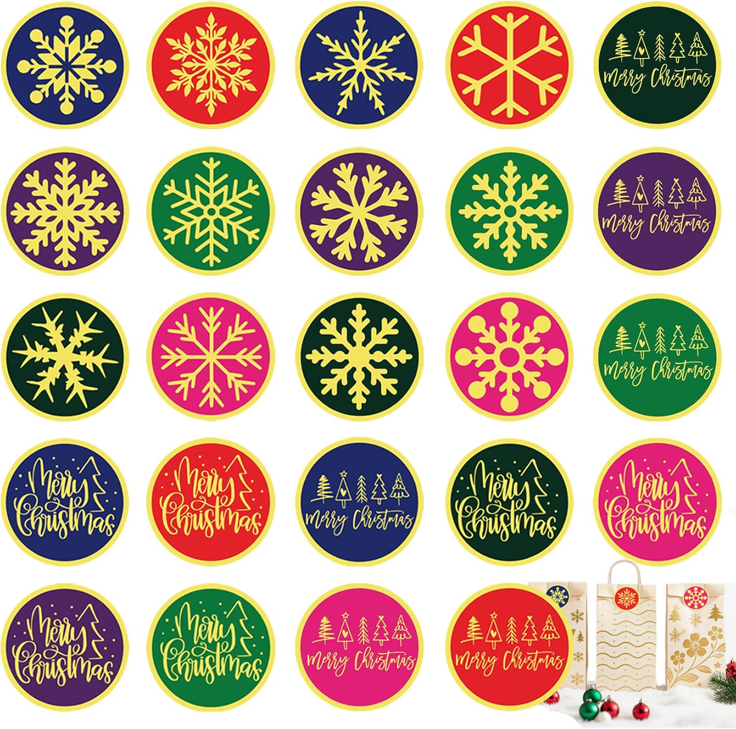 Christmas Stickers for Envelope Seals Cards Making Crafts — 2-Inch Round Happy Holiday Christmas Label Card Vinyl Stickers for Mailing Baked Goods Gifts Decorative Bag (deer168)