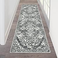 Vista 26 de HEBE - Alfombra de pasillo de 2 x 8 pies, lavable, vintage, envejecida, antideslizante, alfombra de lavandería, alfombra bohemia para pasillos