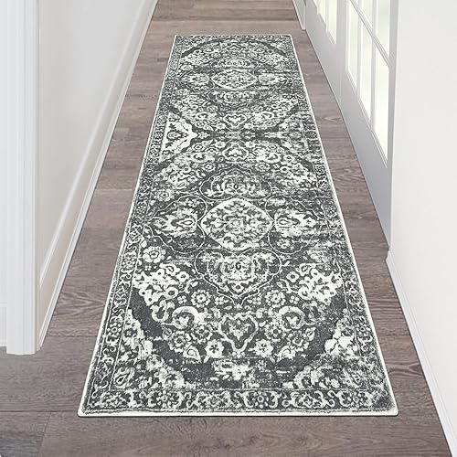 Miniatura 26 de HEBE - Alfombra de pasillo de 2 x 8 pies, lavable, vintage, envejecida, antideslizante, alfombra de lavandería, alfombra bohemia para pasillos