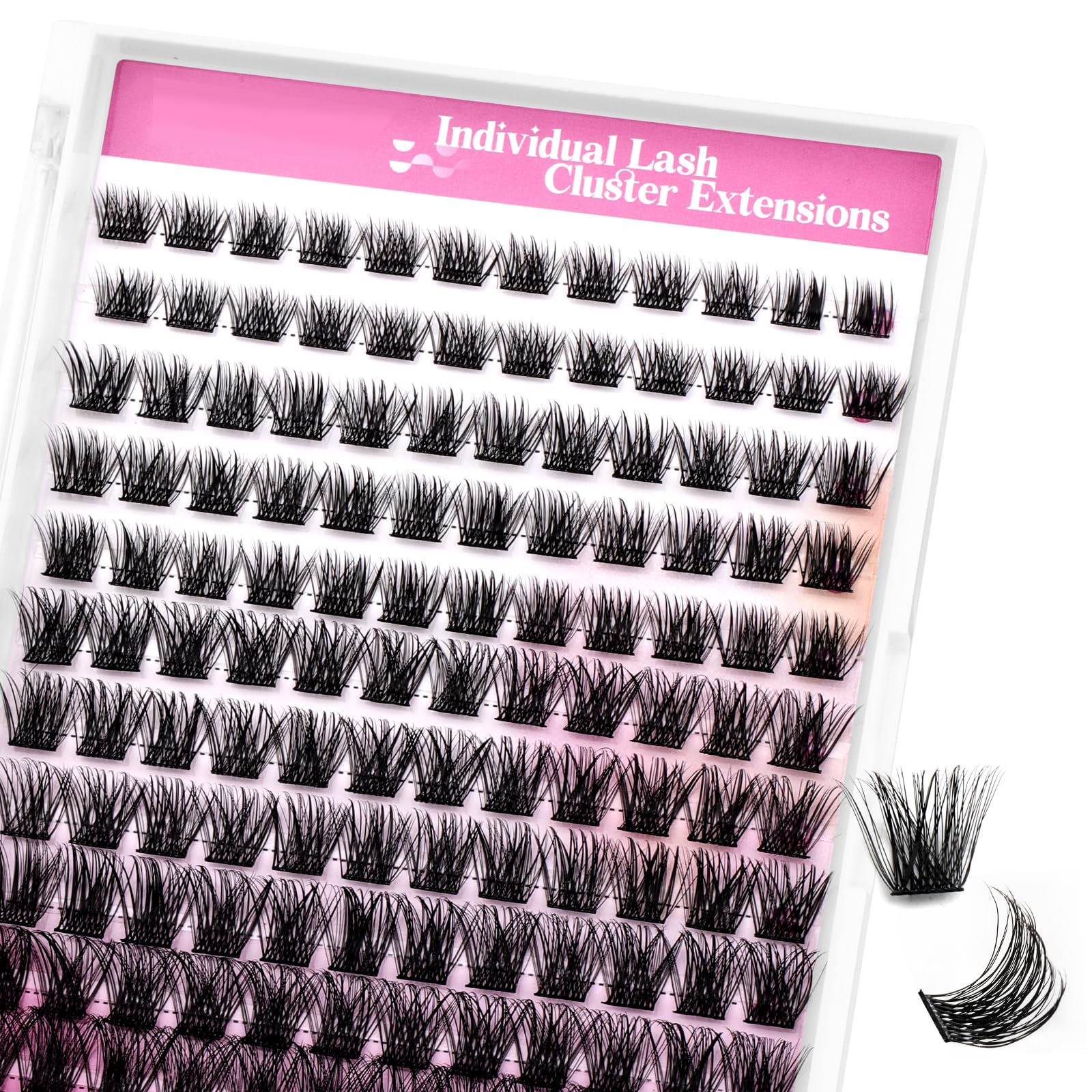 Eyelash Cluster Fluffy Individual Lash Extension D Curl Lash Clusters 12-18mm Mixed Length DIY Eyelash Extensions Reusable Eyelash Clusters Soft Thin Band and Easy to Wear(F5-0.07D, 12-18mm)