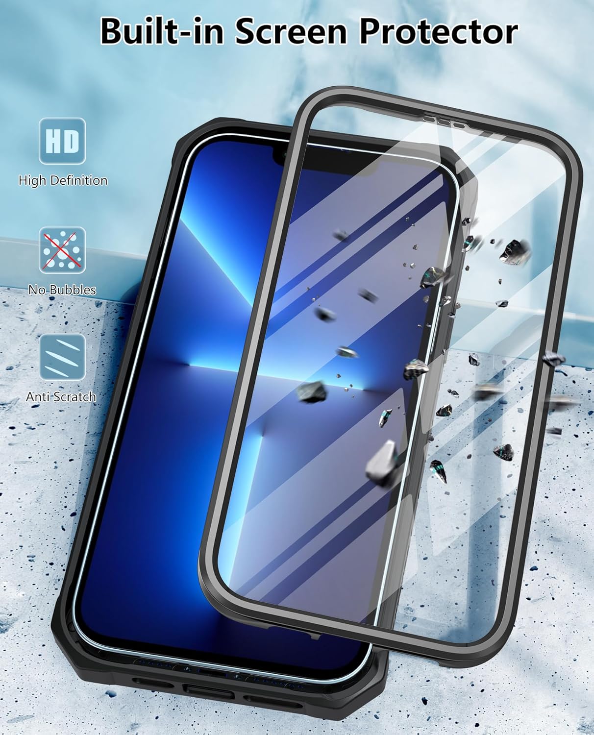 FNTCASE for iPhone 13 Pro-Max Case: Military Grade Shockproof Full Protective Rugged Cell Phone Cover with Kickstand & Belt-Clip Holster, Drop Proof Hard 13 Pro-Max Cases 5G - 6.7 Inch Black - Image 3