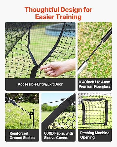 Miniatura 4 de VEVOR Baseball Batting Cage,12223340 FT Fiberglass Portable Batting Cage,Hitting Cages for Baseball & Softball Solo or Team Training,for Backyard