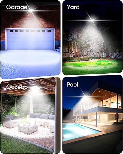 Miniatura 10 de ropelux Luces solares para interiores y exteriores, 3500 lúmenes, 4 modos (1 modo todo el día), sensor de movimiento, luz solar de cobertizo de