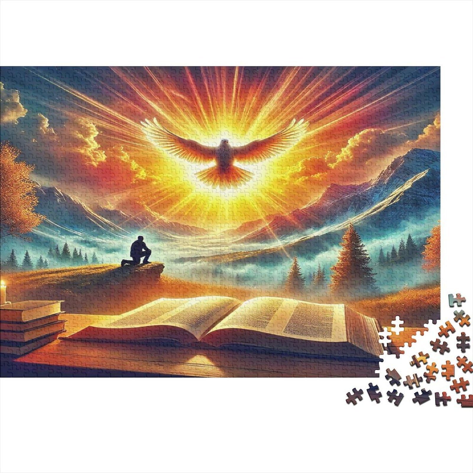 1000pcs Mini Puzzle For Family Book Bird Sunrise Challenging
