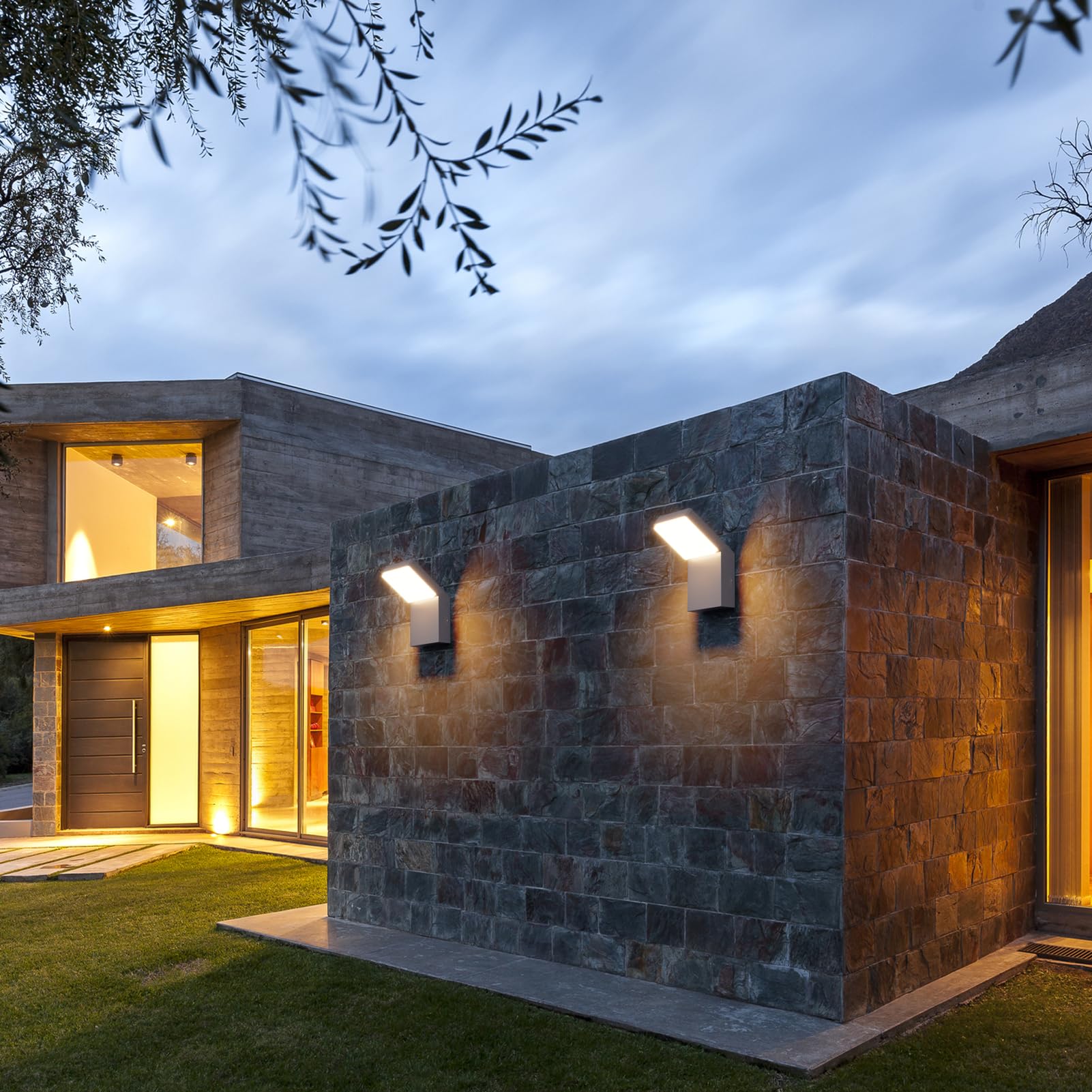Klighten 24W LED Apliques Pared Exterior Interior, IP65 Impermeable Apliques Exterior, Luz de pared Moderno para Jardines Pasillo Terraza, 1500 Lumen, Blanco Cálido 3000K, Antracita