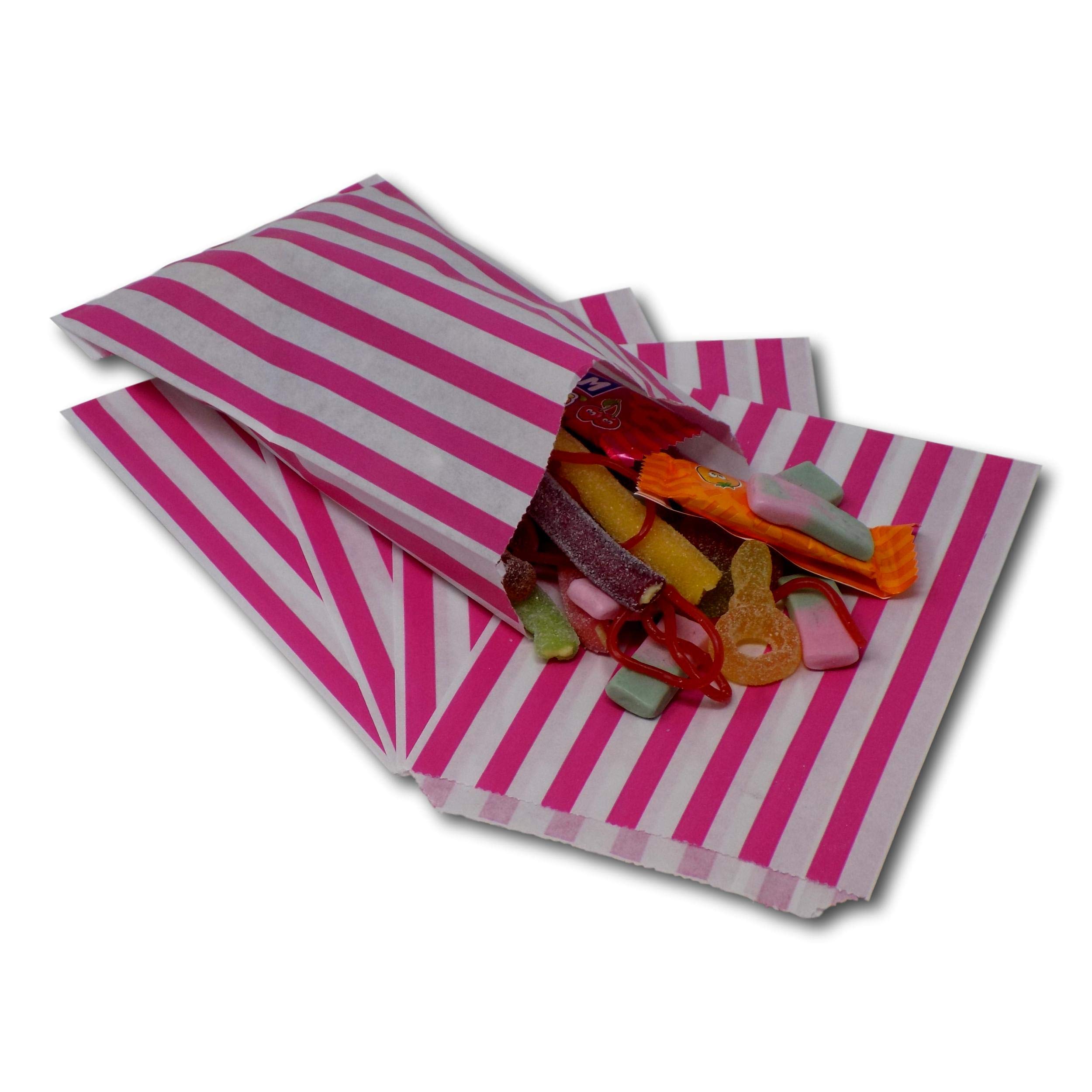 EPOSGEAR® 5" x 7" Premium 45gsm Kraft Paper Coloured Candy Stripe Sweet Paper Party Bags - Ideal for Gift Shops, Wedding Favours, Candy Carts, Buffets etc (Pink, 5000 Bags)