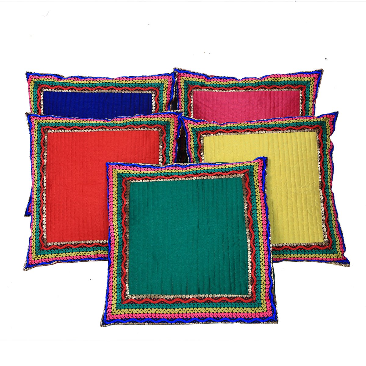Kuber Industries Striped 5 Piece Cotton Cushion Cover Set - 16"x16", Multicolour