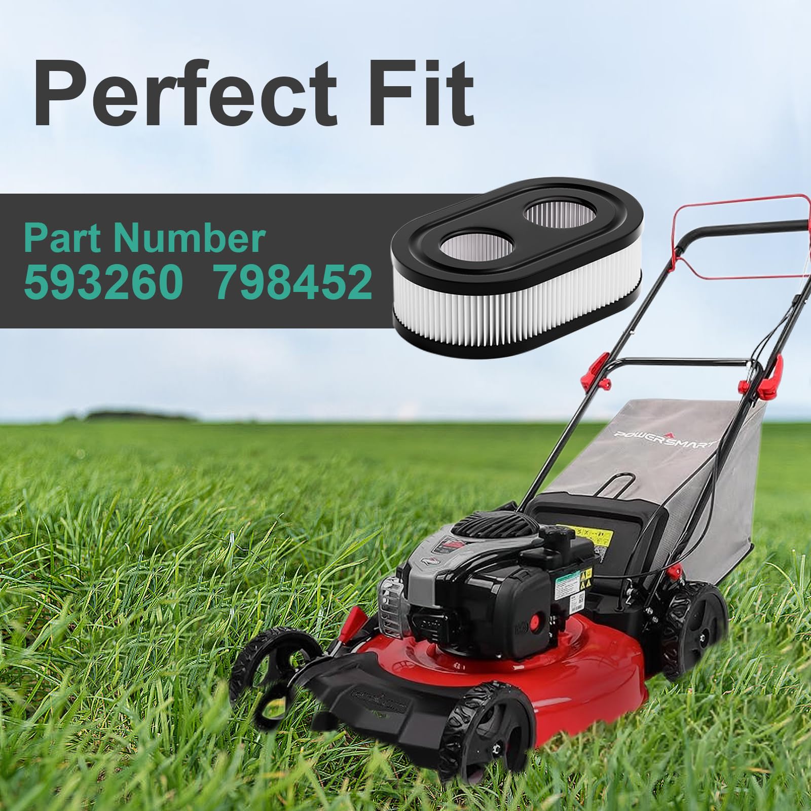 593260 798452 Lawn Mower Air Filter for Briggs and Stratton 550ex 675exi 725exi Series, for Troy Bilt TB110 TB200 TB230 Lawnmower and More(2 Pack)