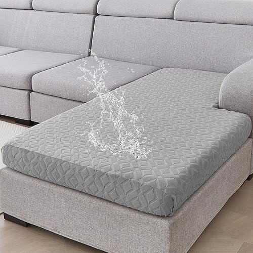 Miniatura 38 de Genina Fundas de cojín para sofá impermeables, fundas elásticas para sofá modular, funda de cojín lavable, antideslizante, con parte inferior Gris