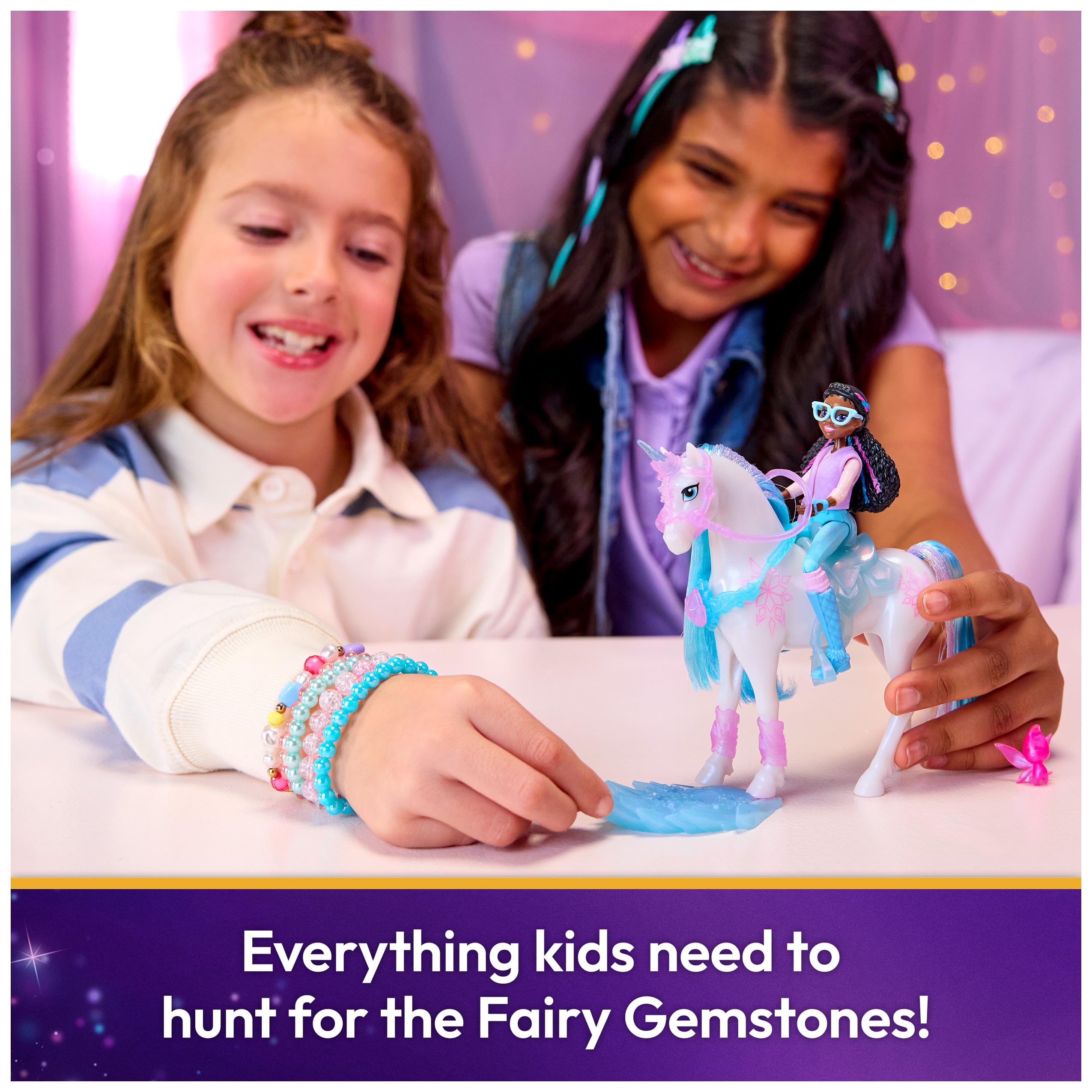 Unicorn Academy, Glacier's Gemstone Adventure con Bambola Layla e 13 Accessori, Bambole e unicorni Giocattolo per Bambine dai 4 Anni in su