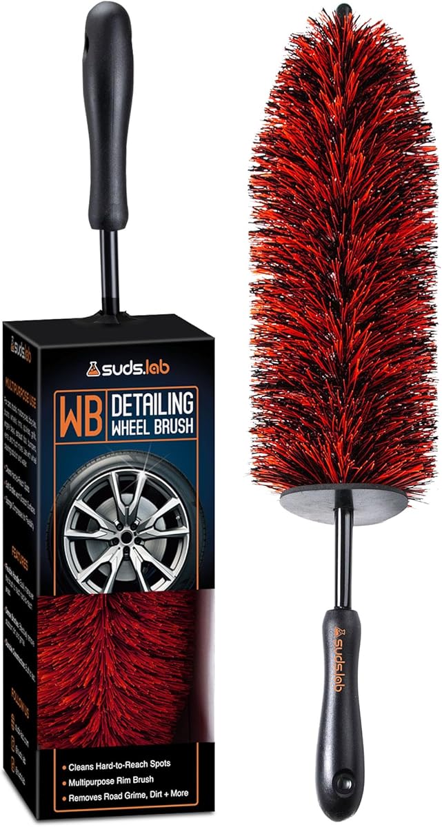 Suds Lab WB Premium Microfiber Detailing Wheel Brush for All Vehicle Types – 17.7" Ultra-Soft and Scratch-Free Reusable Rim, Wheel, and Tire Brush for Deep Cleaning : Automotive