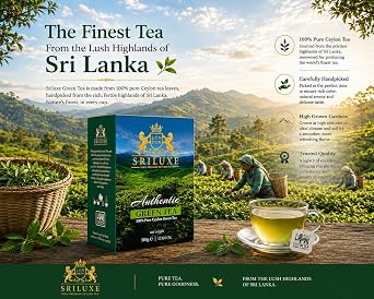 SRILUXE - Premium Quality Ceylon Green Tea Loose Leaf | Exquisite Taste and Aroma | Best Green Tea | Brew Hot, Iced or Kombucha Tea (Green, 500g)