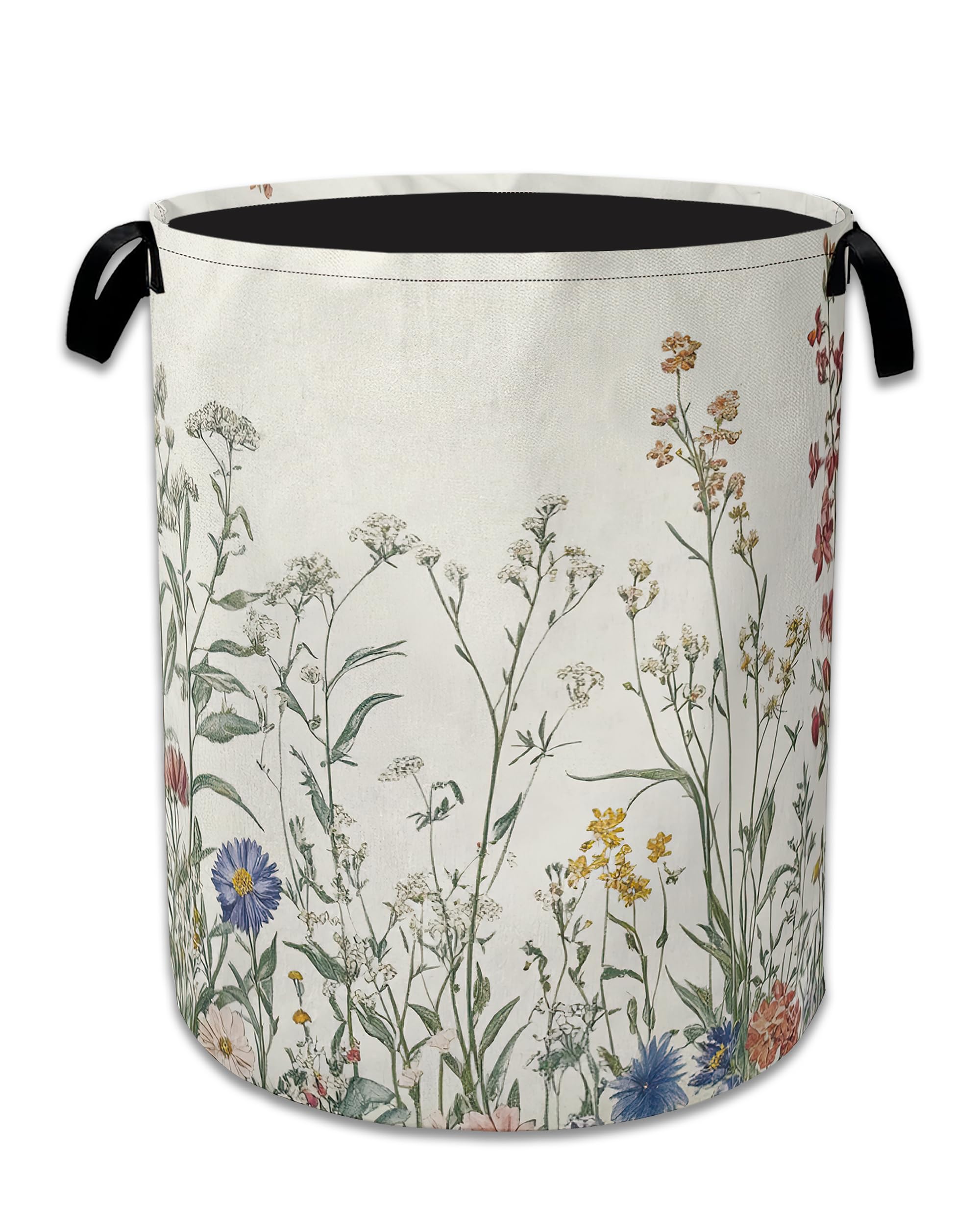 Vintage Floral Laundry Basket Collapsible Laundry Hamper with Handle, Oxford Clothes Storage Bin for Bathroom Bedroom Room Decor, Gift Basket 16" X 20.8"