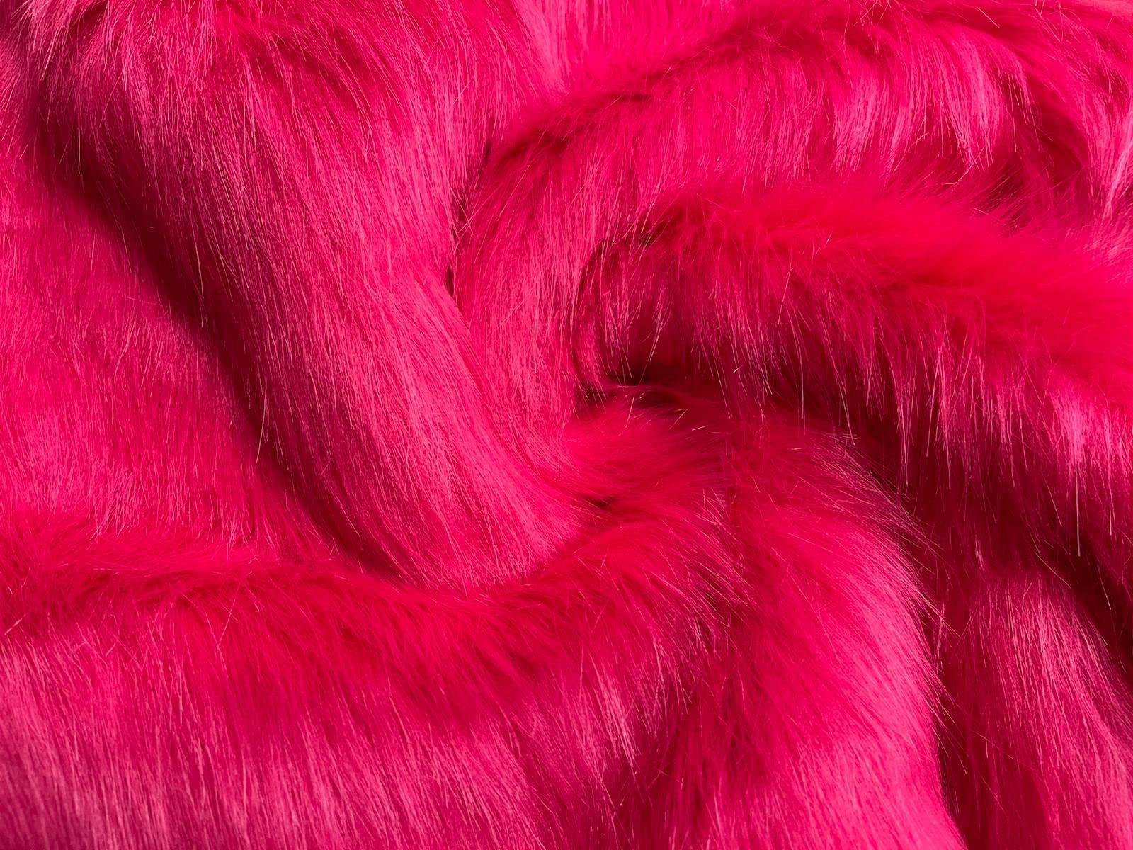 Super Luxury Faux Fur Fabric Material HOT Pink, 1Mtr - 150cm x 100cm