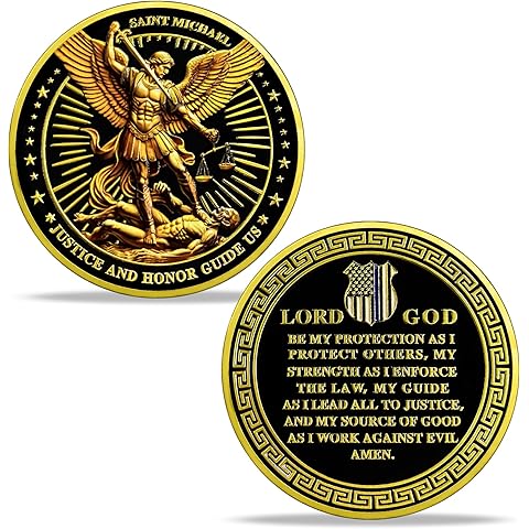 St Michael Challenge Coin Police Coin Patron Saint of Law Enforcement Archangel Mic...